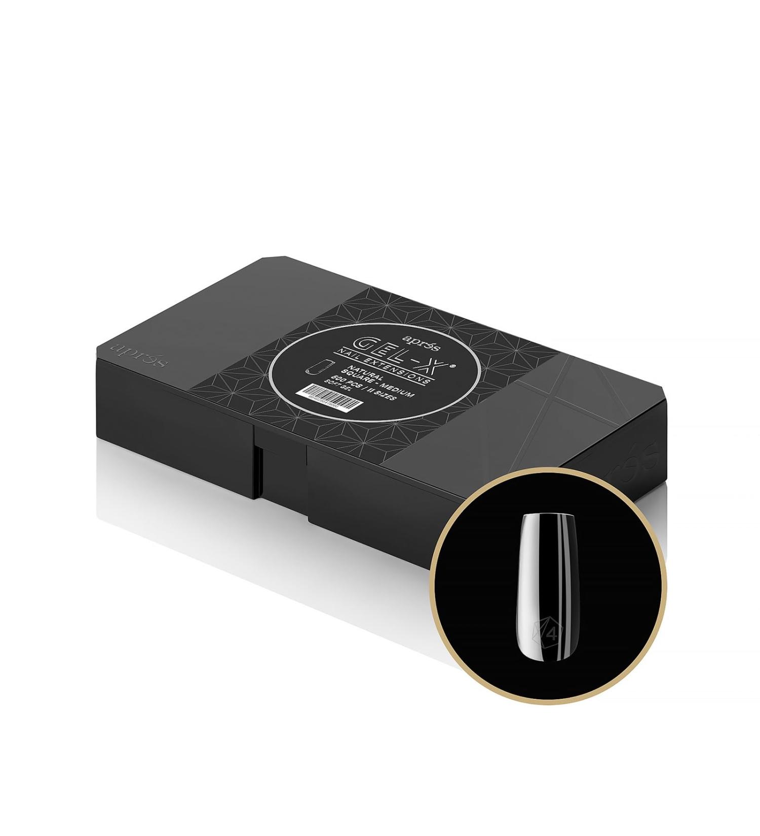 Apres Gel-X Natural Square Medium Tip Box - 500 Premium Gel-X Tips in 11 Sizes (00-9) | International Shipping Available - Buy Online on GoSupps.com