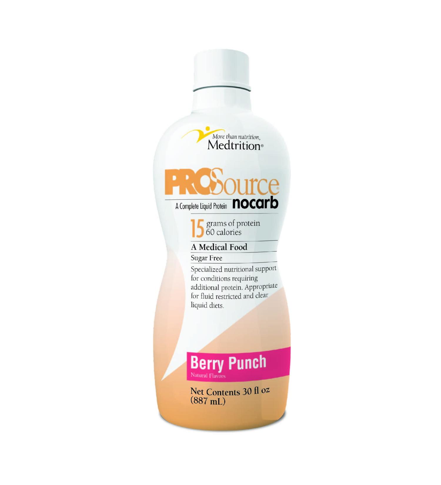 Liquid Collagen Peptides Type I  III 15 Grams Protein per Oz. |Prosource NoCarb Berry Punch 4 Bottles Pack Medtrition| Berry Punch 30 Fl Oz (Pack of 4) - Buy Online on GoSupps.com