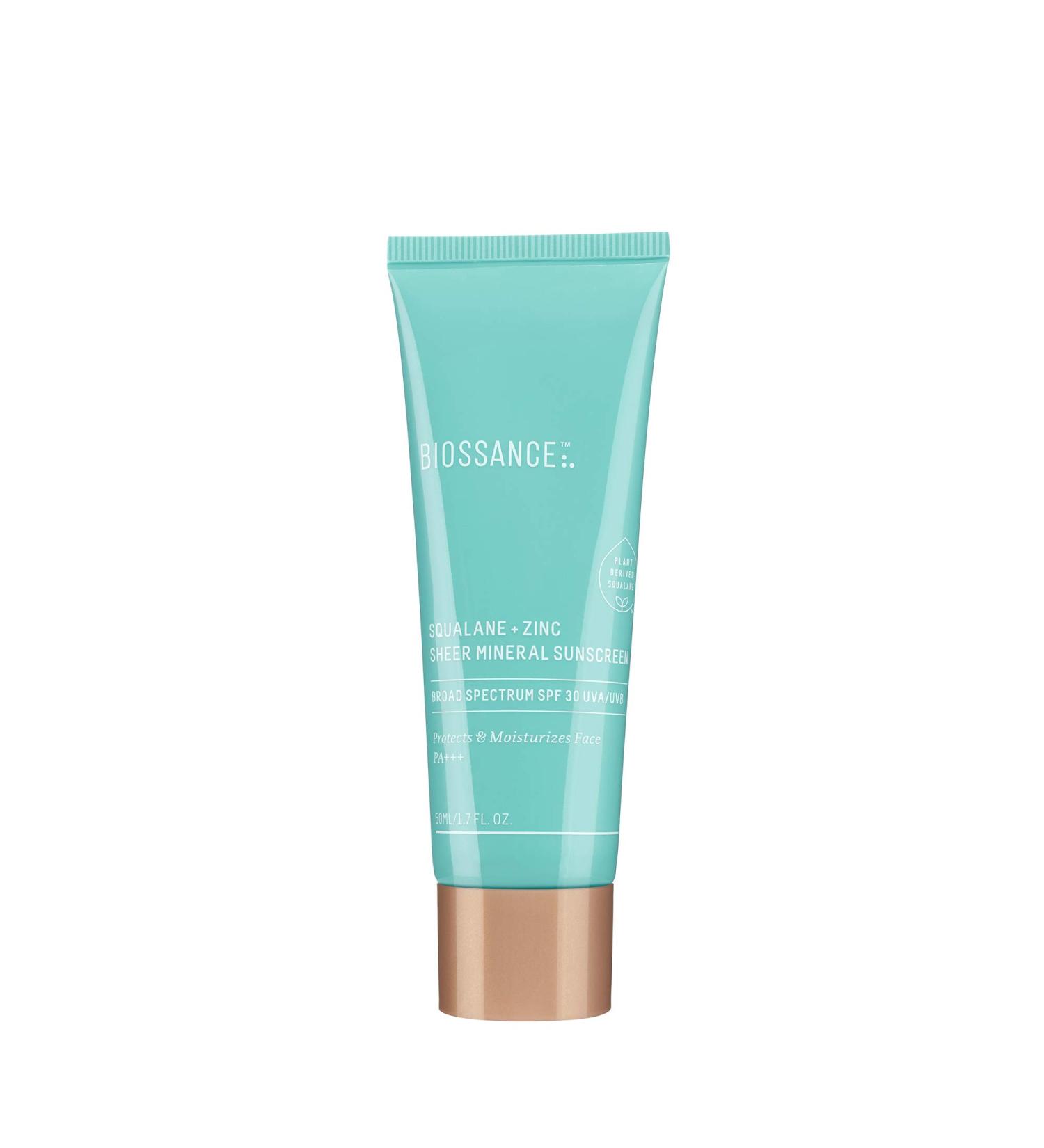 Biossance Squalane + Zinc Sheer Mineral Sunscreen SPF 30 PA+++: Lightweight and Non-Greasy Reef-Safe Sun Protection for Sensitive Skin (1.7 fl oz) - Buy Online on GoSupps.com