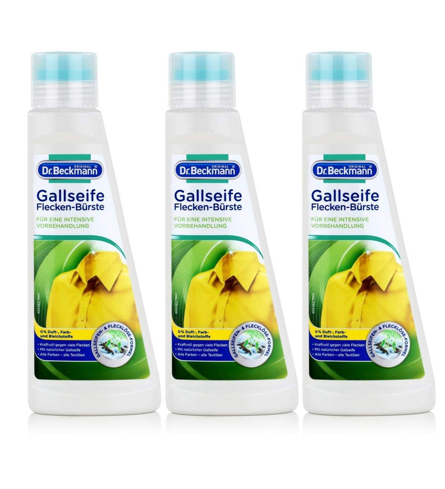 Dr. Beckmann Gall Soap Stain Brush 3-Pack (250ml each) - Natural Gall Soap & Soft Brush for Effective Stain Removal - Buy Online on GoSupps.com