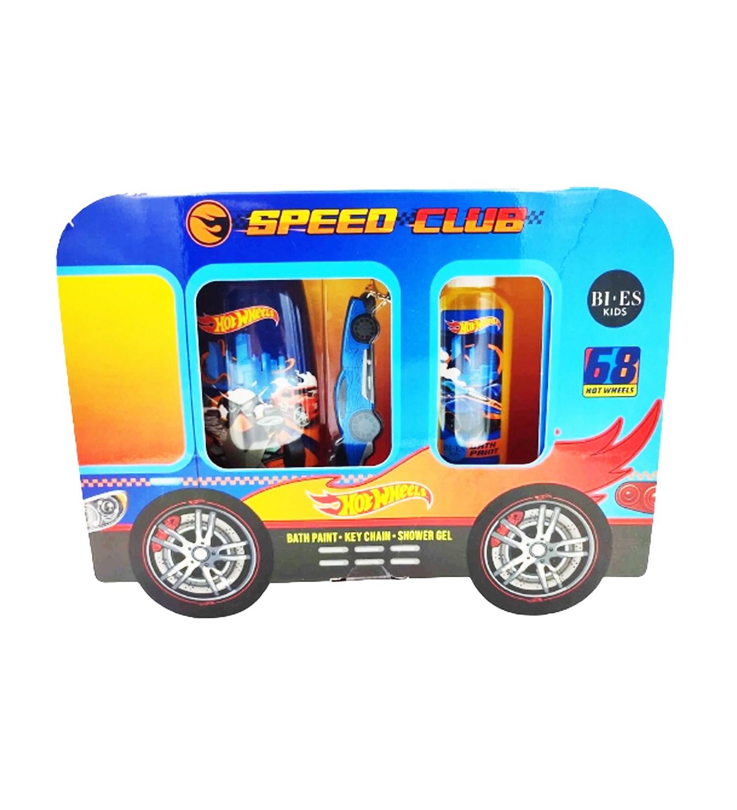 Hot Whils Speed Club Bath Time Kids Gift Set - Refreshing Shower Gel (250ml) Vibrant Bath Paint (60ml) and a Cool Hot Wheels Key Chain for Kids