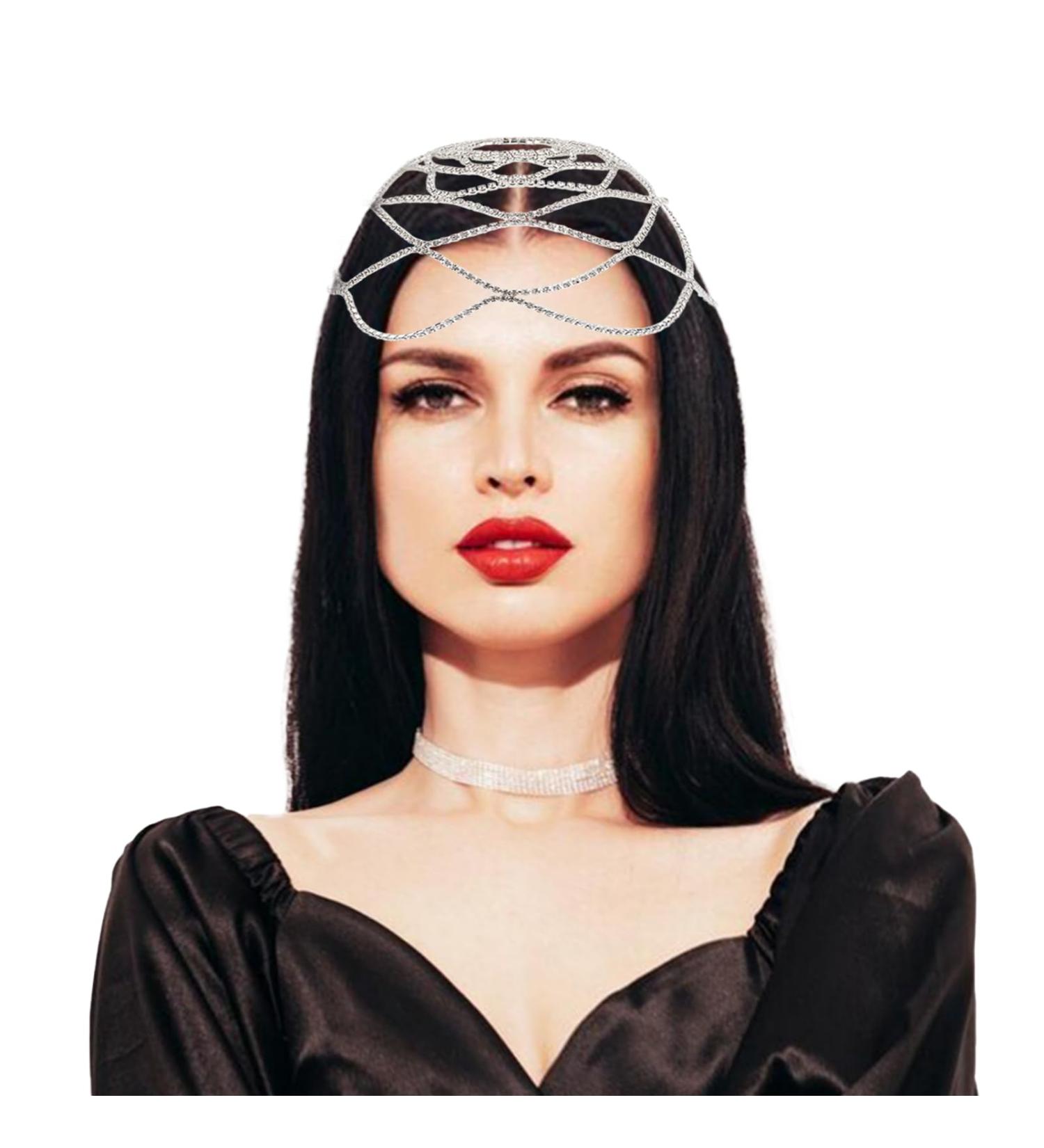 NICENEEDED Rhinestone Mesh Headpiece Cap Silver Crystal Flapper Headband Hair Chain Accessories for Women and Girls 1920s Hairdress Decotaction for Bridal Party - Buy Online on GoSupps.com