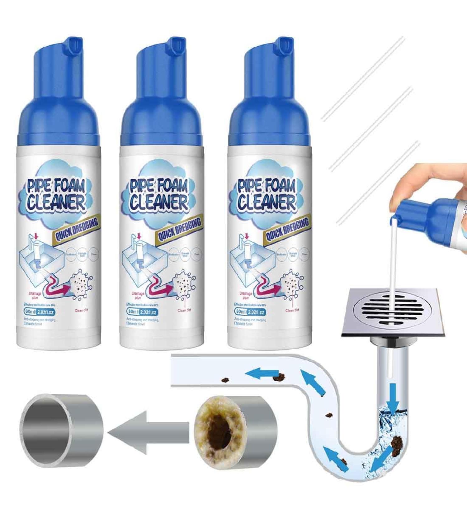 Powerful Drain Cleaner Drain Cleaner Foam Odor Eliminator Foaming Drain Cleaner Unclogs Foam Sink Cleaner Liquid Plumber Drain Cleaner Clog Remover For Kitchen Drain Sinks Tubs (3 bottles) - Buy Online on GoSupps.com