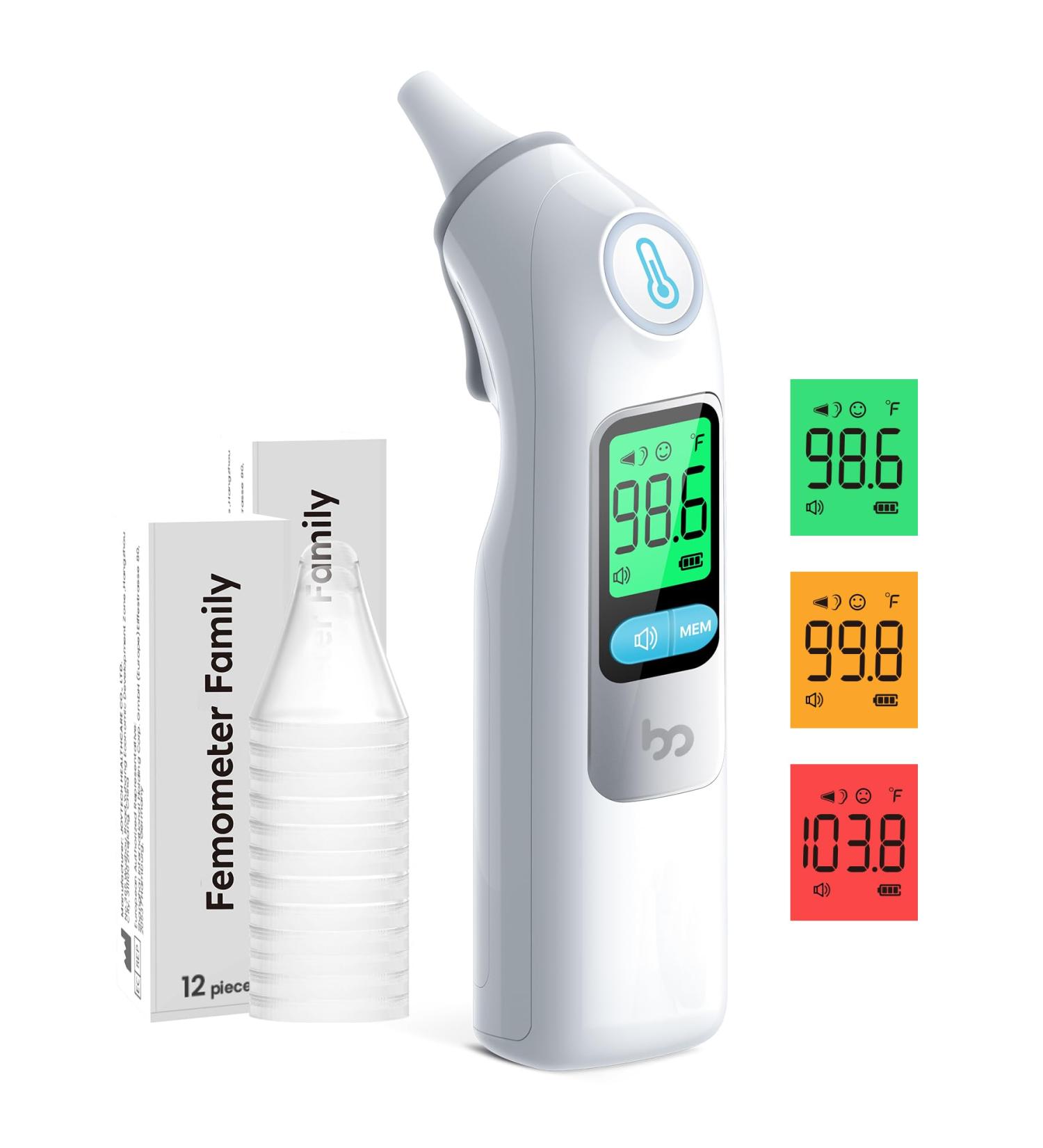 Buy Accurate Ear Thermometer for Kids Adults & Babies - 30 Memory Recall 1s Fast Results & Fever Alert | 24 Disposable Probe Covers Included - Buy Online on GoSupps.com