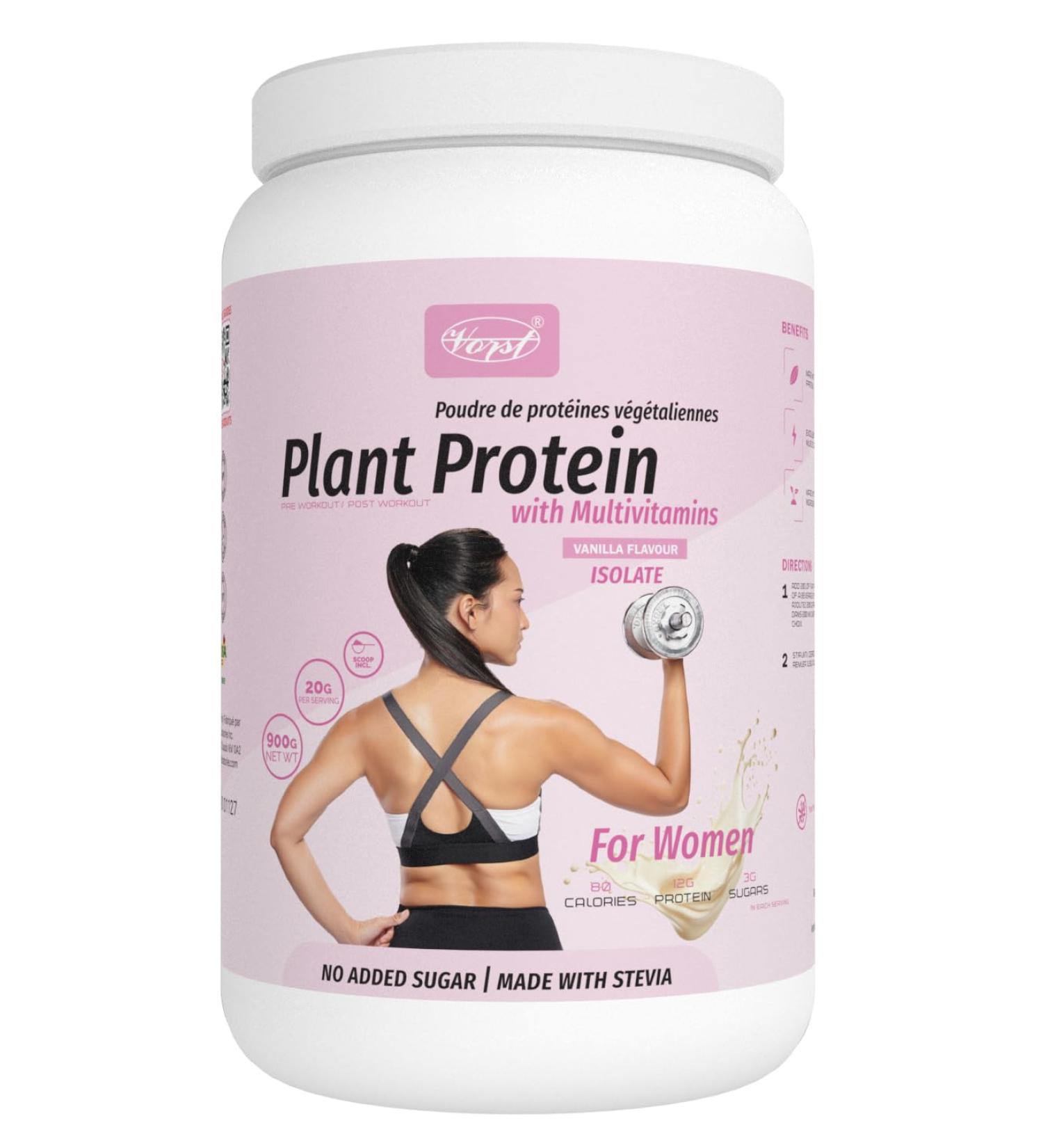 VORST Vegan Protein Powder for Women 900G | Sport Drink & Meal Replacement | Vanilla Flavour | Isolate & No Added Sugar - Buy Online on GoSupps.com