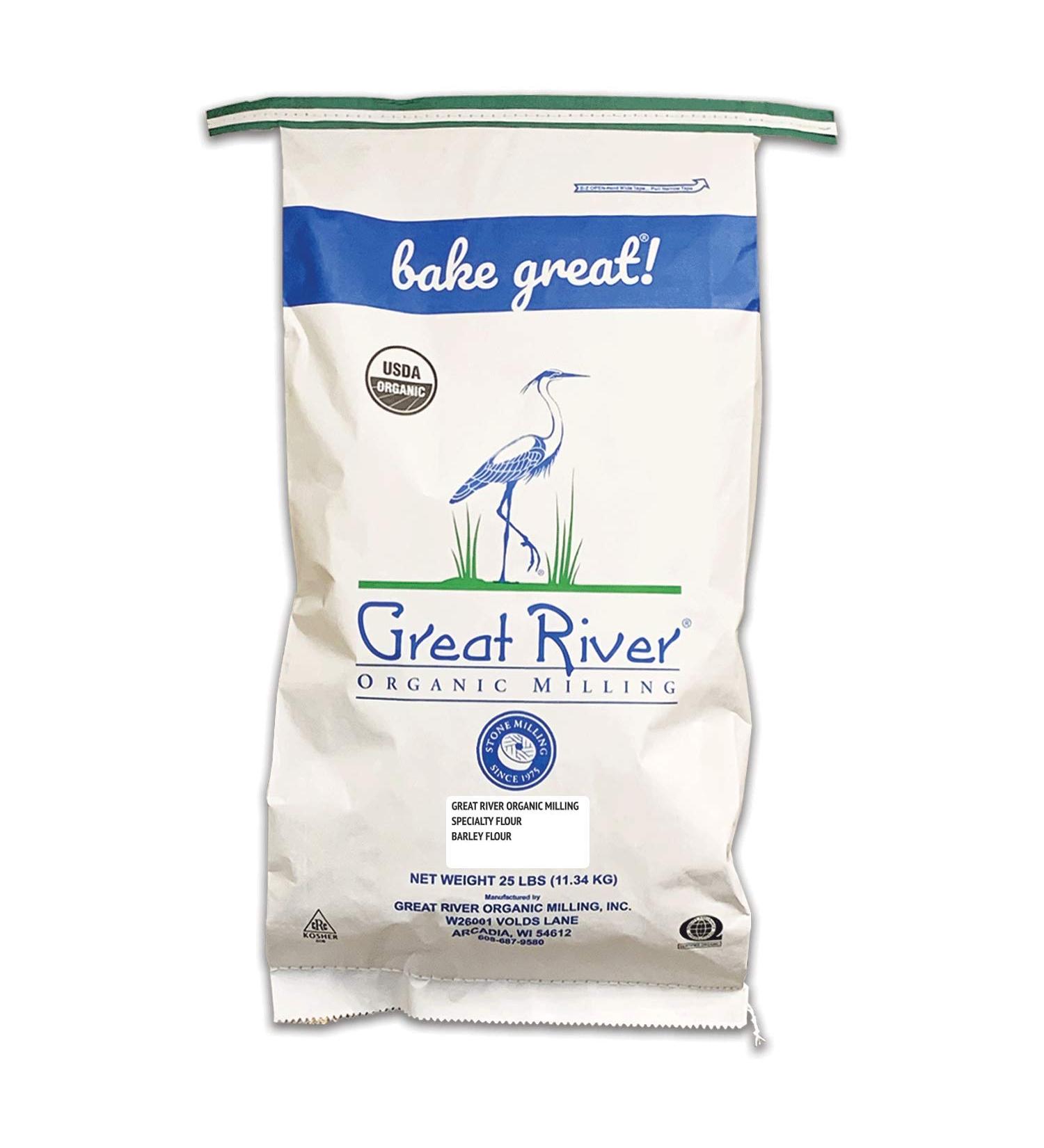 Great River Organic Milling Barley Flour Stone Ground Unbleached Unbromated Non-GMO Kosher High Fiber Pancakes - 400 Oz - Buy Online on GoSupps.com