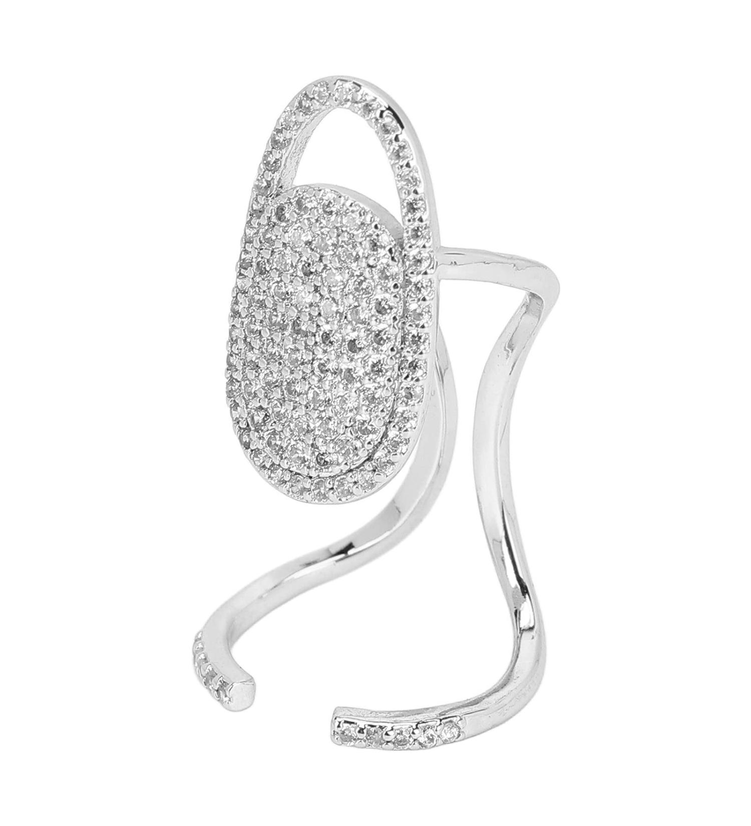 Nail nart Decoration Rhinestone Fingernail Rings Fingernail Ring Nail ring finger Decoration Nail Cover Rings Finger Decoration Rings for Parties Ring Jewelry Gift(Sliver) - Buy Online on GoSupps.com