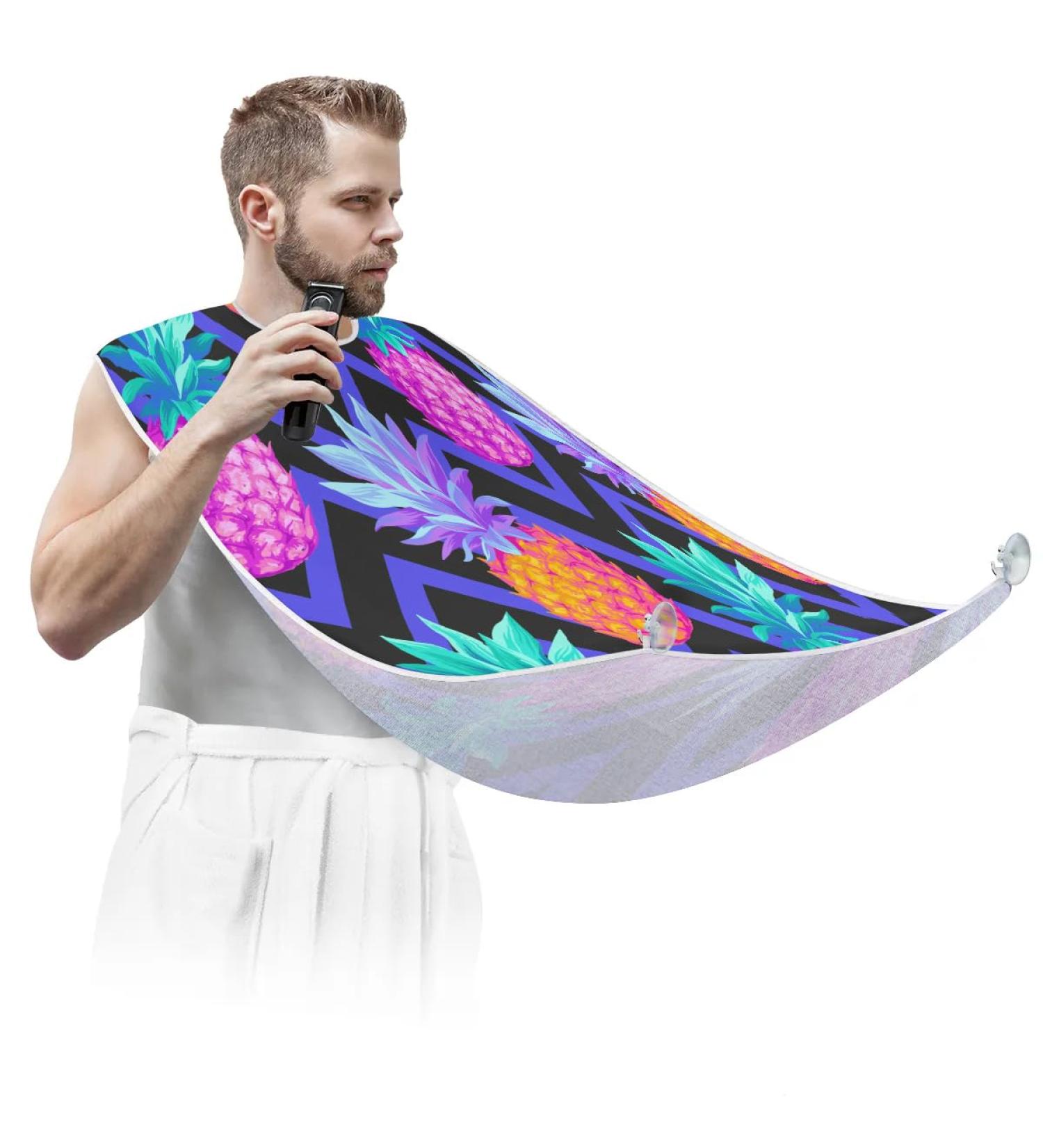 Colorful Pineapple Beard Bib Apron - Non-Stick Waterproof Hair Catcher for Men | Perfect Grooming Gift - Buy Online on GoSupps.com