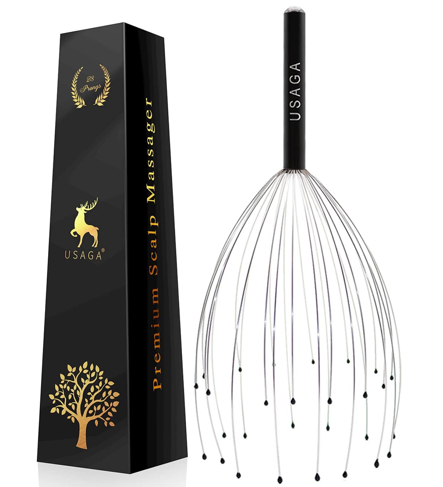 USAGA 28 Finger Head Massager - Scalp & Body Massage for Stress Relief (Black) - Buy Online on GoSupps.com