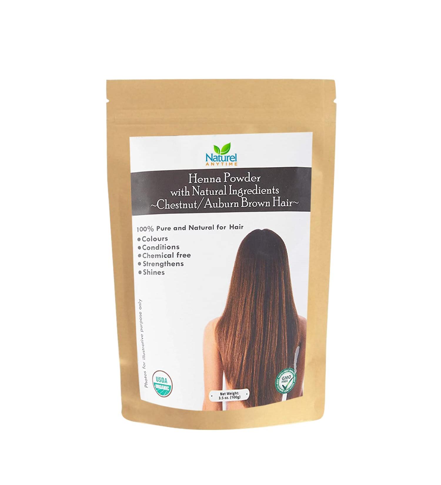 Naturel Anytime Henna Chestnut with Hibiscus 100g USDA Organic - Pack of 1 - Buy Online on GoSupps.com