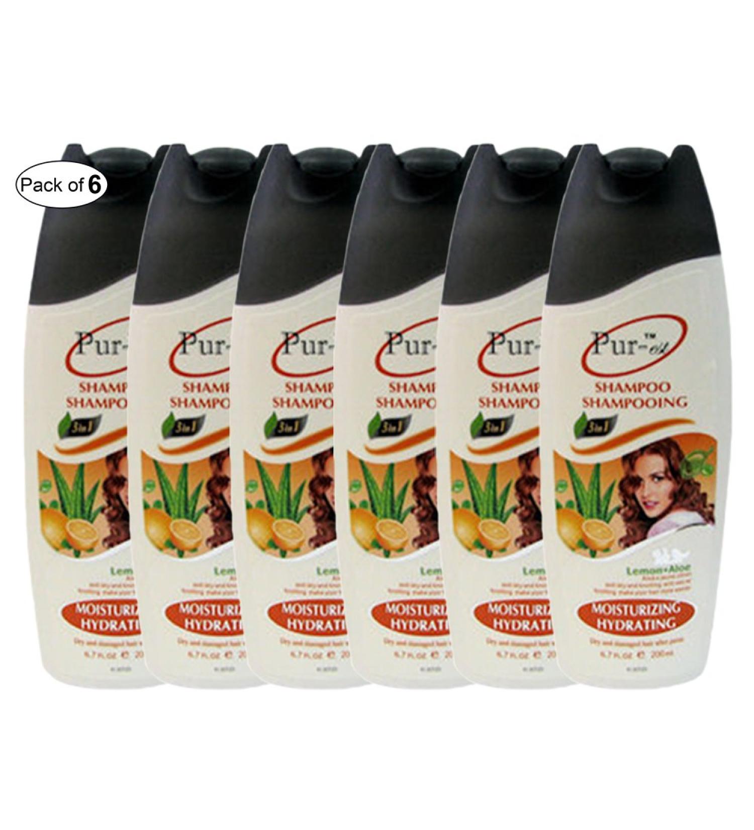 Moisturizing Hydrating Shampoo With Lemon+ Aloe(200ml) (Pack of 6) by Purest