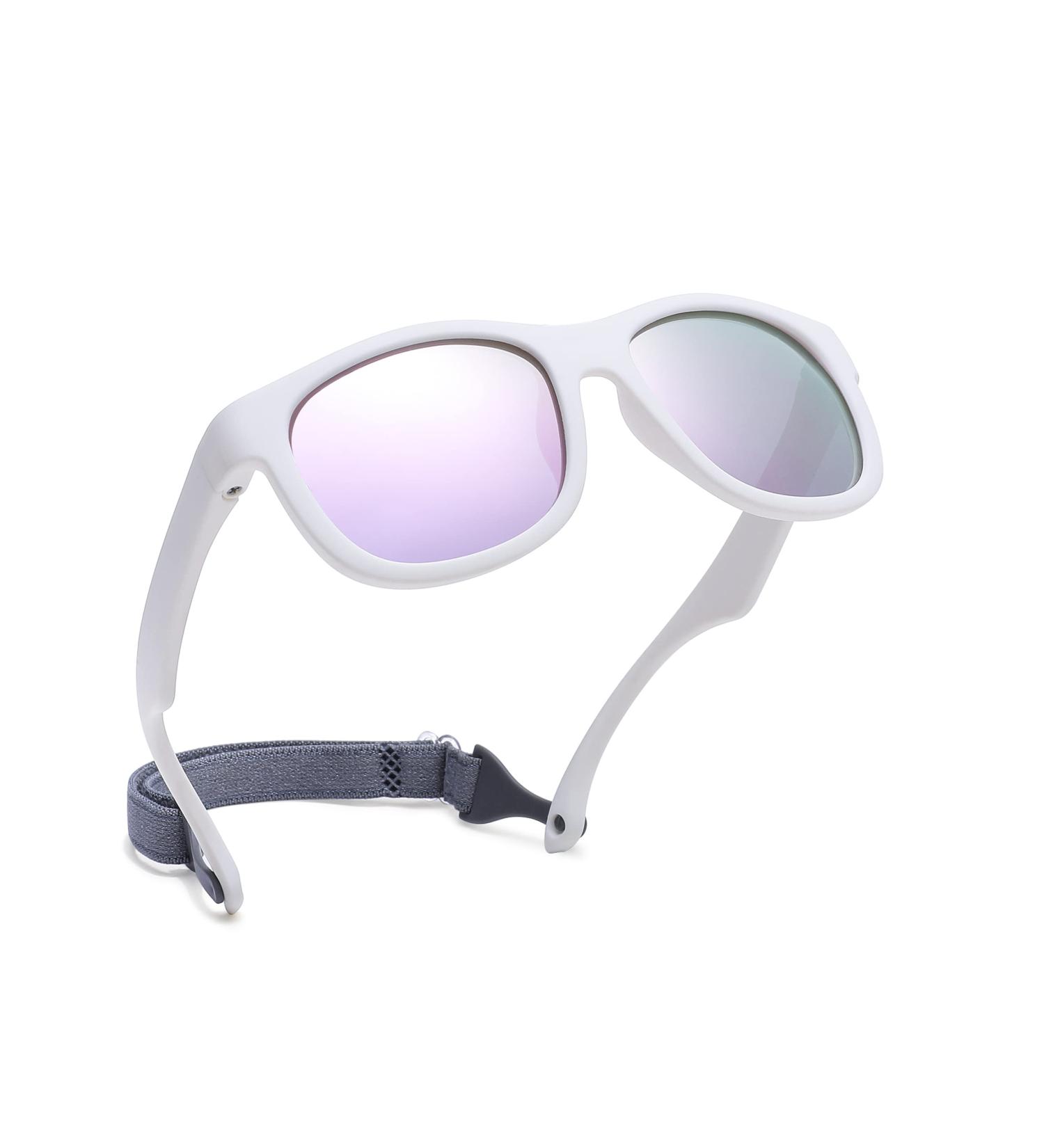 Pro Acme Unbreakable Polarized Baby Sunglasses - White Frame | Purple Mirrored Lens - Buy Online on GoSupps.com