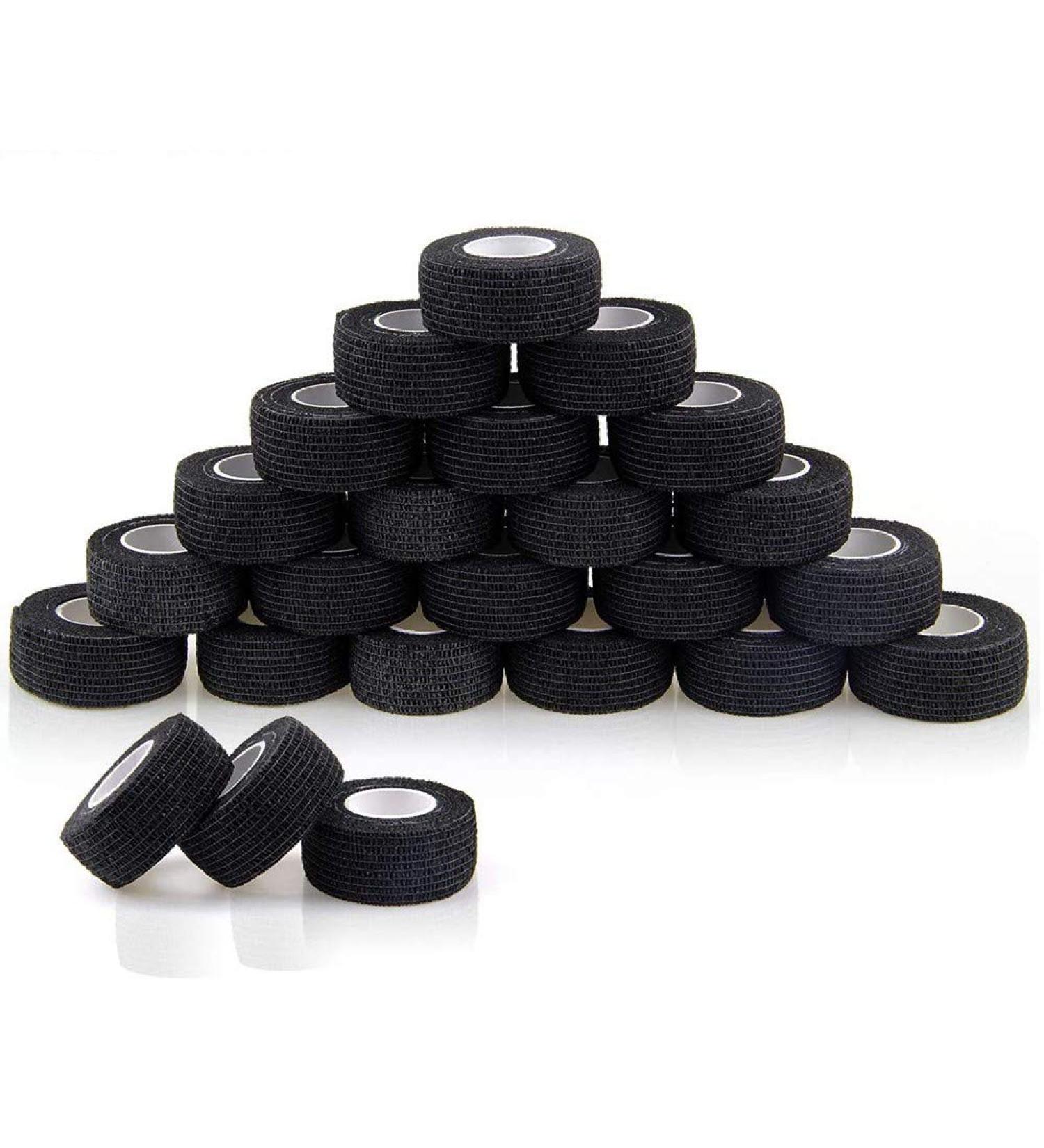 BISIBITA2 Self Adhesive Bandage Rolls Grip Cover Sensi Wrap Tape for Sports Wrist Ankle Pets 5-Yards 24pcs (1 inch Black) 1 Inch (Pack of 24) Black - Buy Online on GoSupps.com