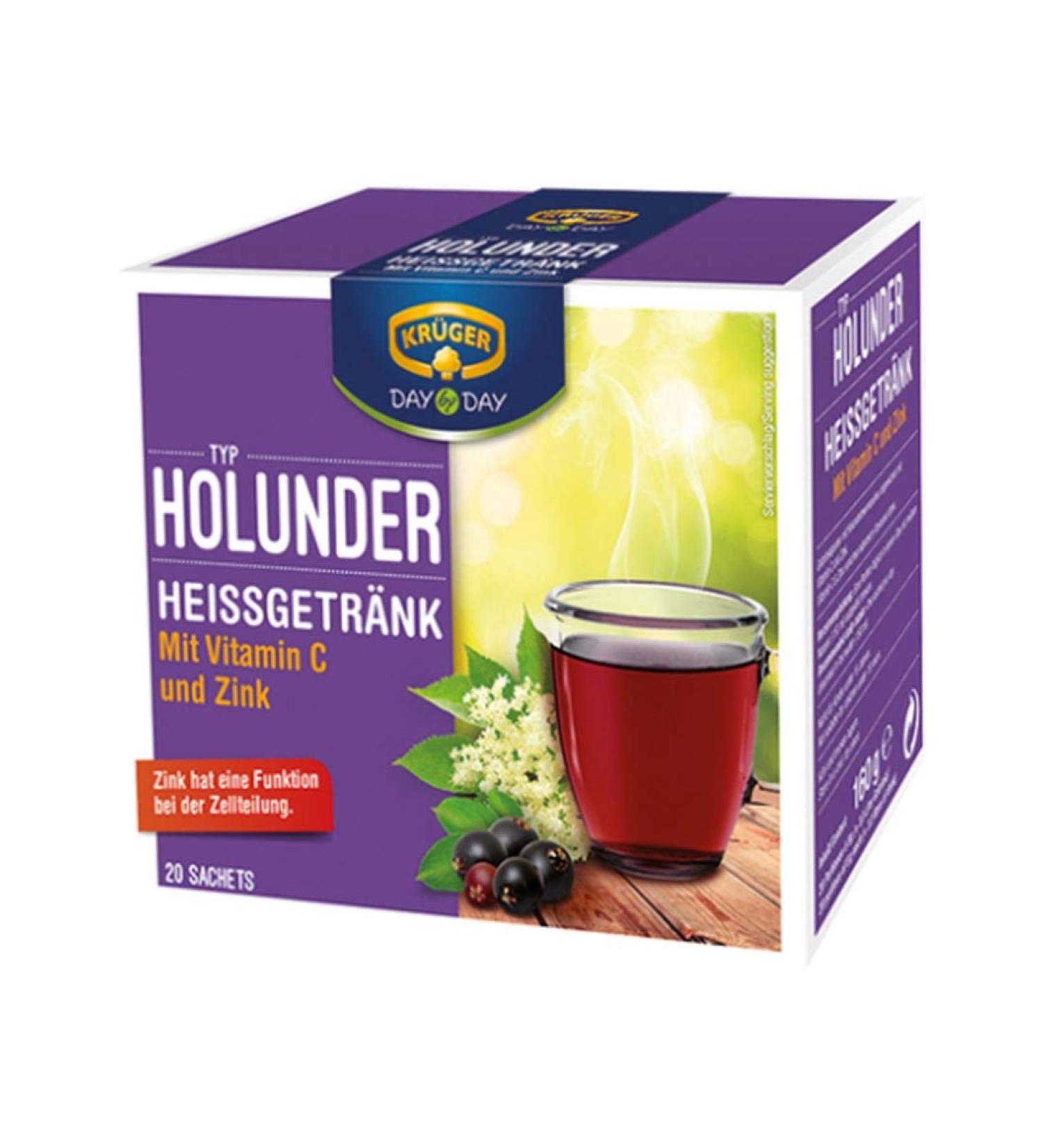Kr ger Day by Day Type Elderberry - Hot drink with vitamin C and zinc (20 servings) 160g