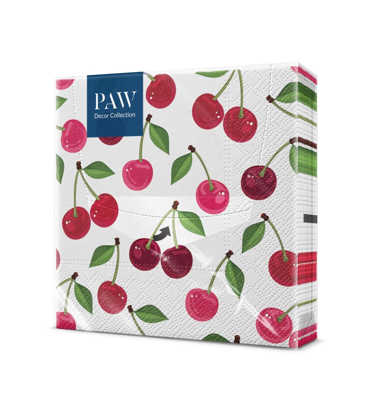 PAW 3-Layer Fruit & Cherry Pattern Napkins - 20 Colorful Paper Napkins for Birthdays Weddings & Parties (33x33 cm) - Buy Online on GoSupps.com