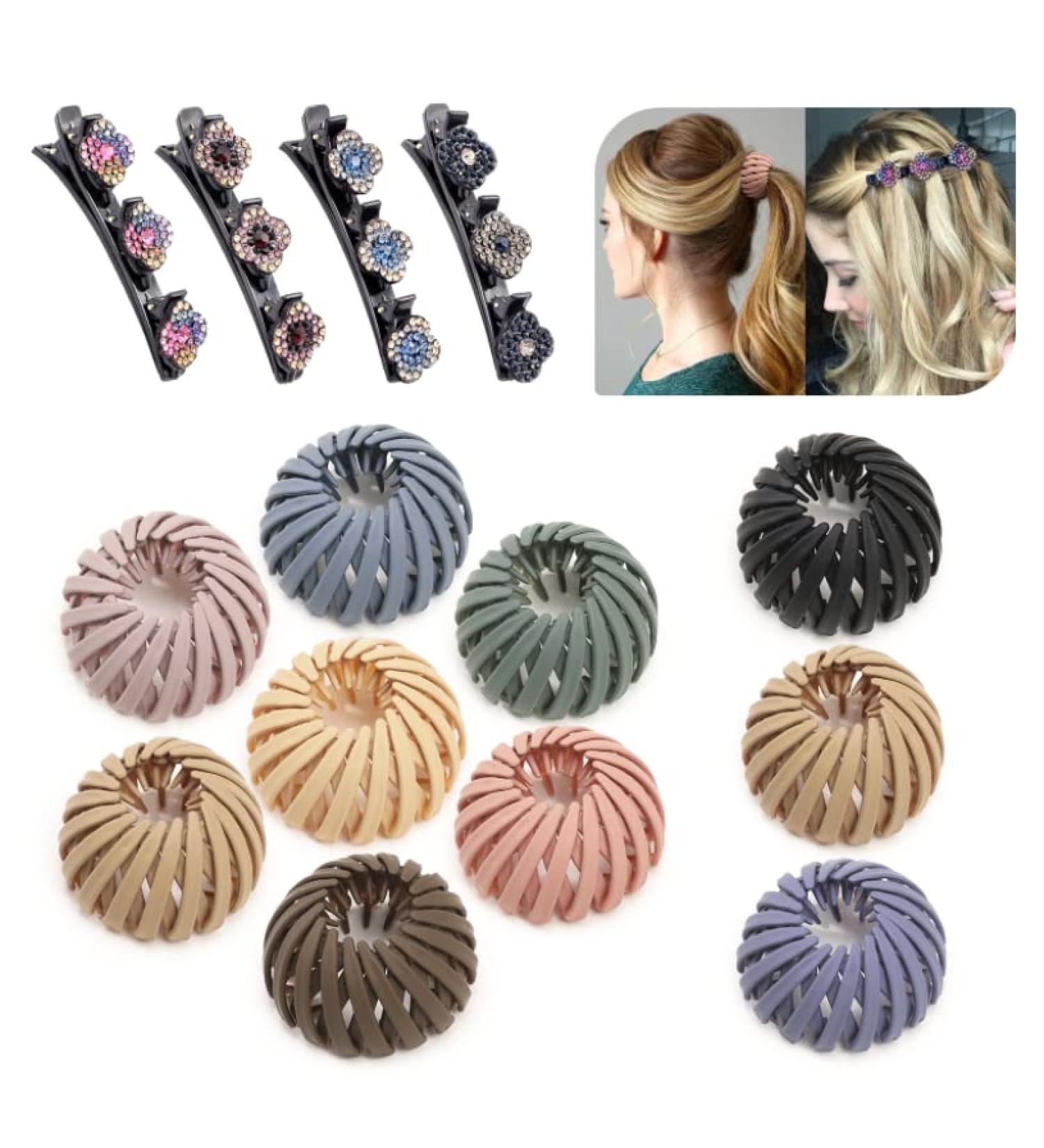 14 Pcs Matte Bird Nest Hair Clips Ponytail Holder Set for Women - Fashionable Hair Accessories - Buy Online on GoSupps.com