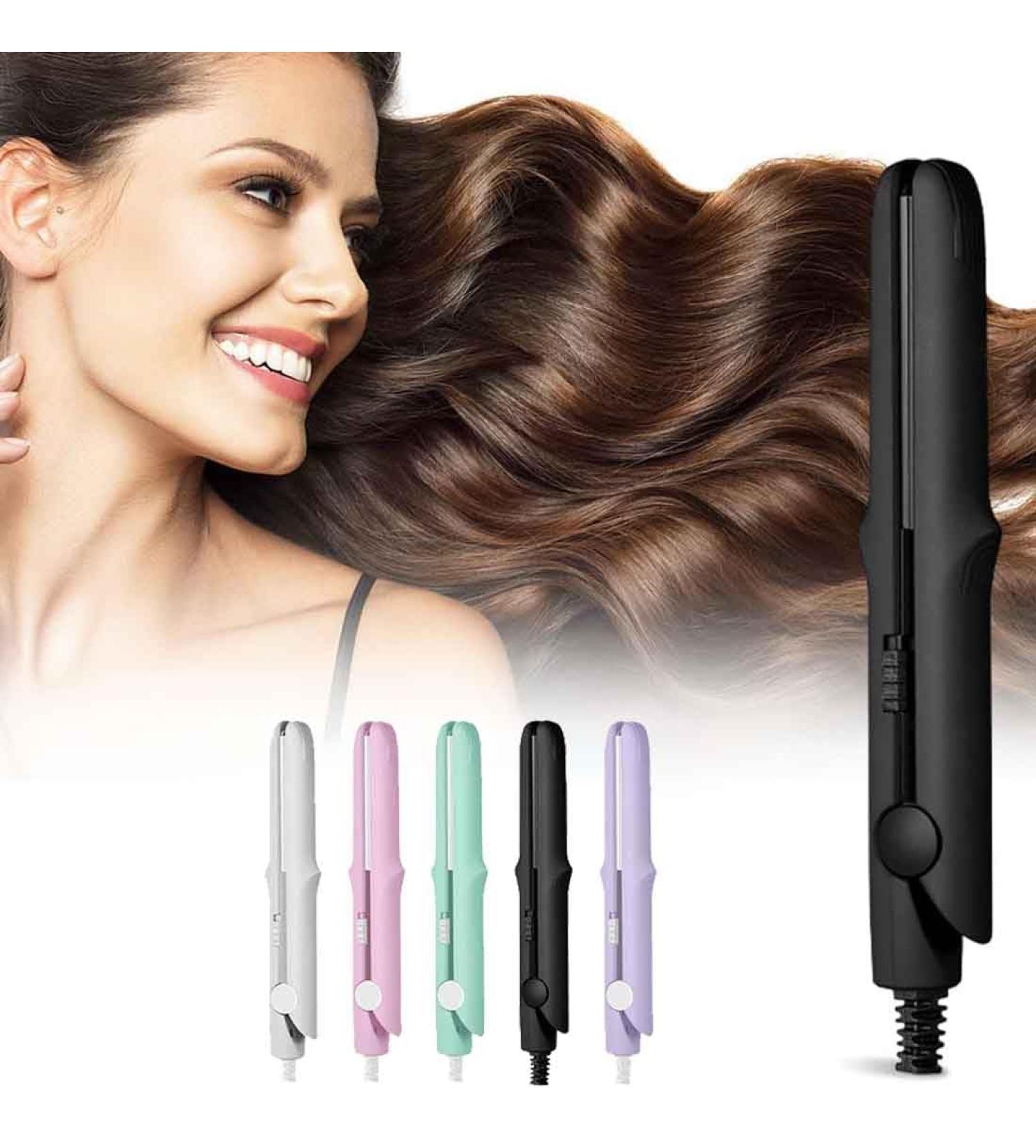 2-in-1 Mini Curling Wand & Flat Iron - Portable Hair Straightener & Styling Tool for All Hair Types - Travel Friendly (Black - Buy Online on GoSupps.com
