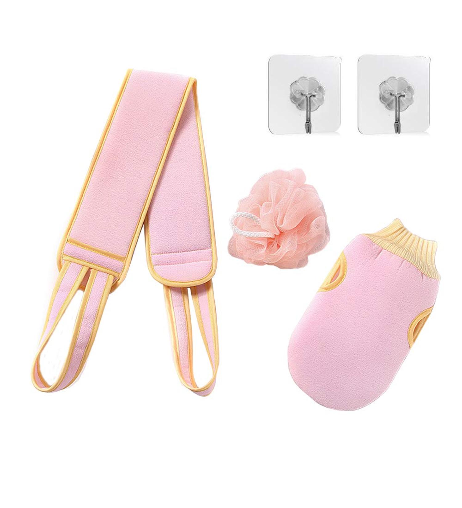 Exfoliating Shower Sponge Pad Set - Easy to Clean, Lathers Well - Pink Body Scrubber for Shower - Loofahs for Comfortable Massage - Buy Online on GoSupps.com