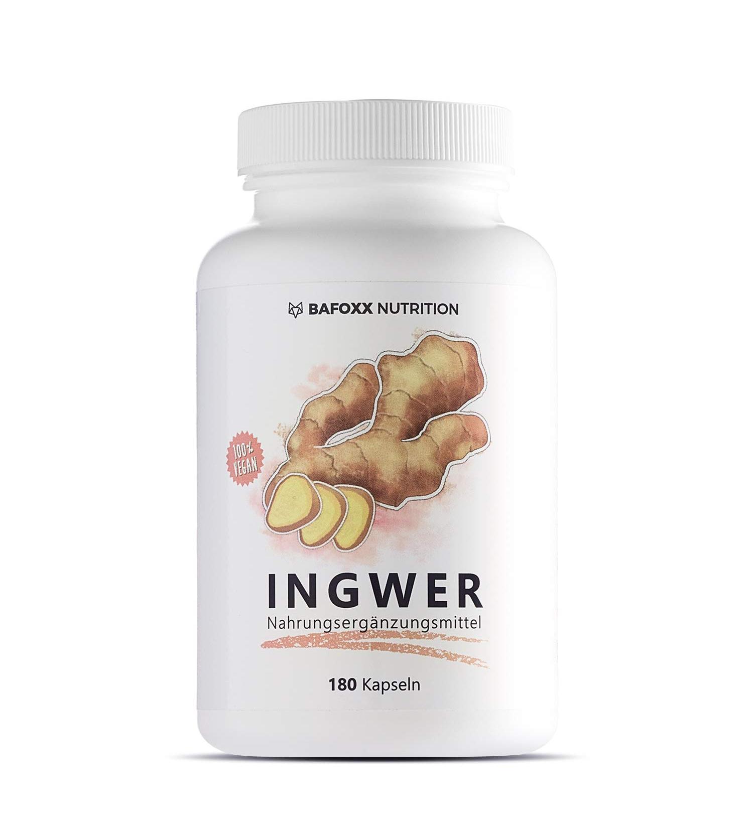 Buy BAFOXX Nutrition Ginger Capsules - 180 Vegan Capsules 300mg Ginger Powder - Natural Additive-Free - Premium German Quality for 6 Months Supply - Buy Online on GoSupps.com