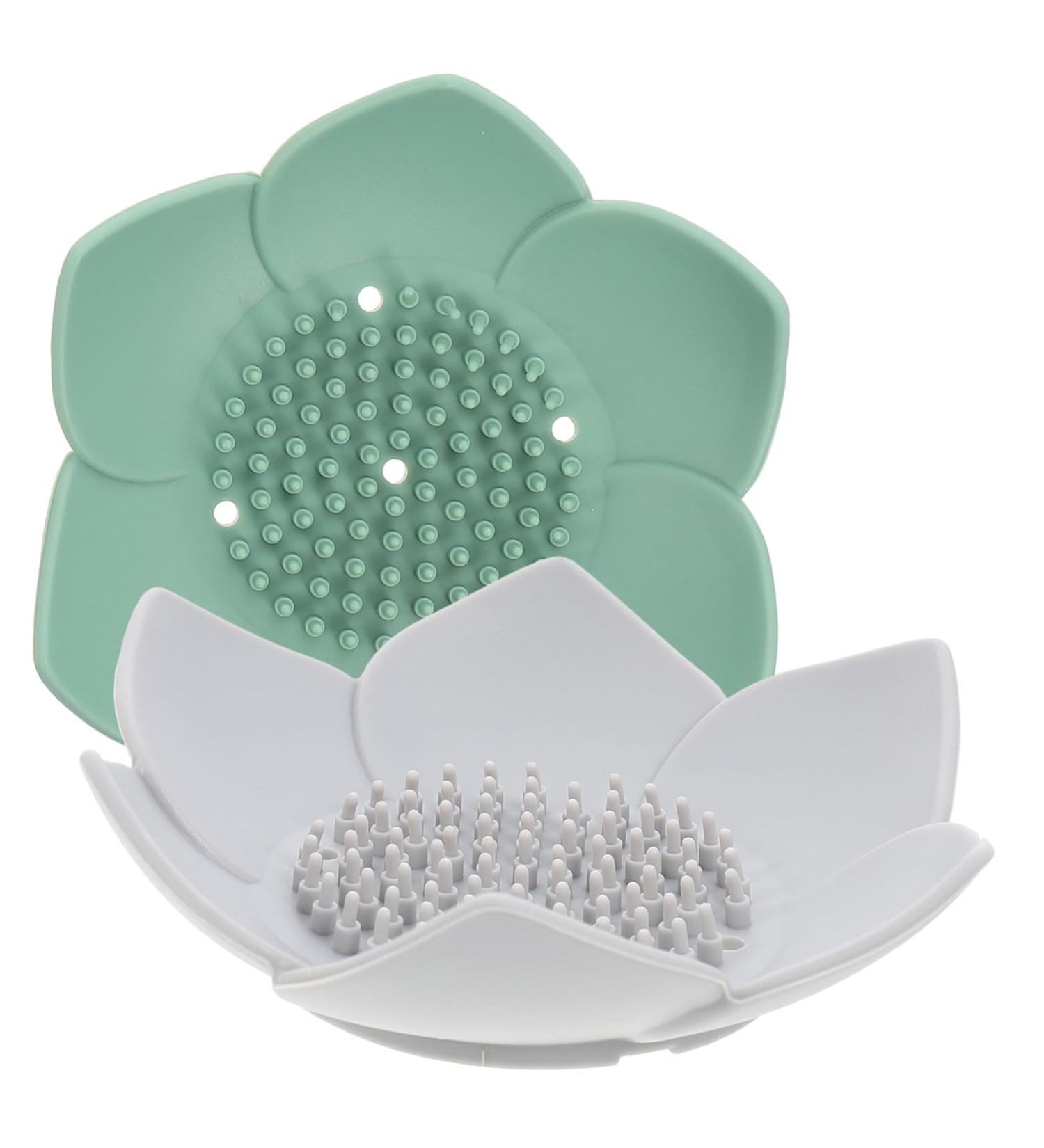 WOONEKY 2pcs Silicone Soap Rack Shower Soap Dish Utensil Holder Anti-slip Soap Holder Dual Flush Toilet Soap Dish Drainage Soap Dish Holder Suite Silica Gel Travel Sponge Green Grey 12.5x12.5x3.6cm - Buy Online on GoSupps.com