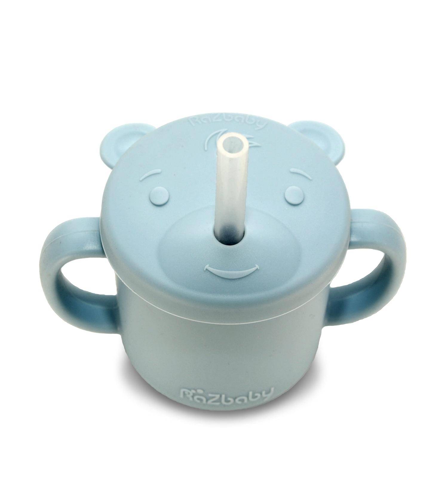 RAZBABY Oso-Cup Silicone Sippy Cup with Straw 6.5 Oz | BPA-Free Toddler Trainer Cup | Easy-to-Clean, Travel-Friendly | Dishwasher & Microwave Safe | Blue - Buy Online on GoSupps.com