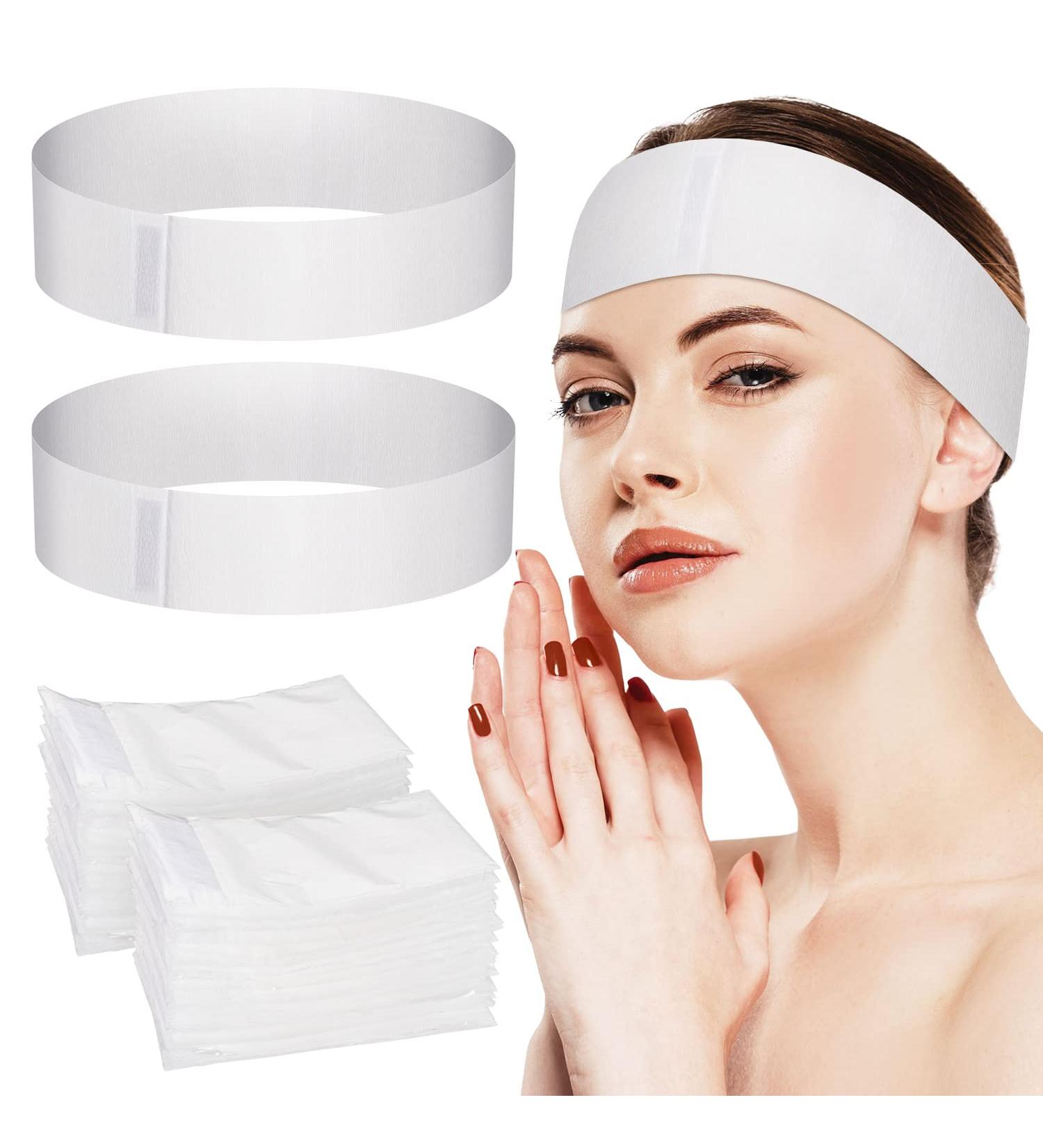 Noverlife 100PCS Disposable Spa Facial Headbands - Adjustable Magic Tape Closure, Stretch Non-Woven Bandeau for Soft Skin Care - Buy Online on GoSupps.com