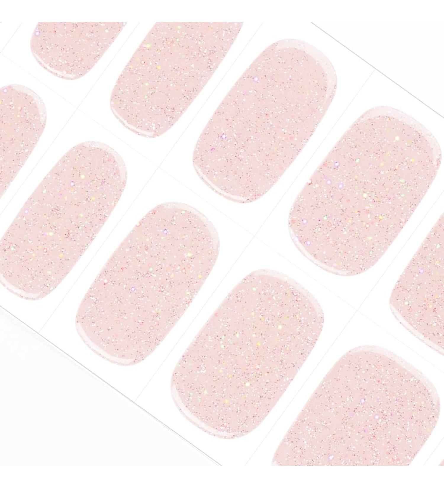 Danni & Toni Half Hardened Gel Nail Films - Pink Baby Boomer UV Gel Foil with Gold Glitter | 28 Sticker Nail Design for Stunning Nail Art - Buy Online on GoSupps.com
