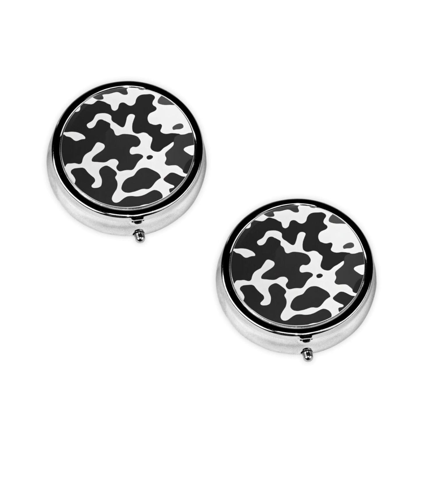 Buy Black Grey White Camo Round Pill Box - 3 Compartment Portable Travel Medicine Organizer - Buy Online on GoSupps.com