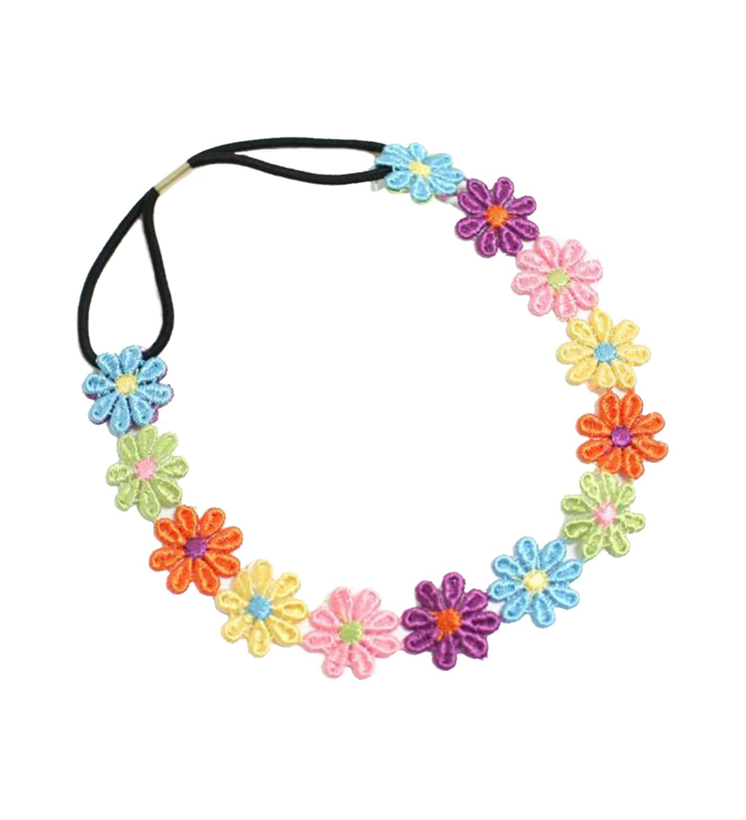 TSHAOUN 3 Multicolor Daisy Flower Headband Multi Colour Daisy Chain Elasticated Headband Fashion Floral Headbands Festival Hair Accessories for Festival Party Favor Wedding Party (3 Multicolor) - Buy Online on GoSupps.com