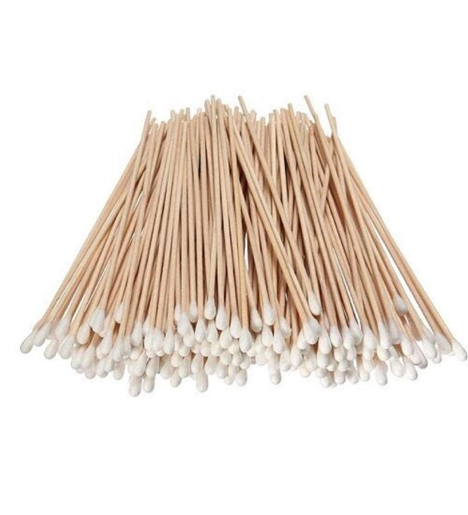 CMJ Medical Swabs Extra Long Cotton 6" Wooden Handle 100 Count