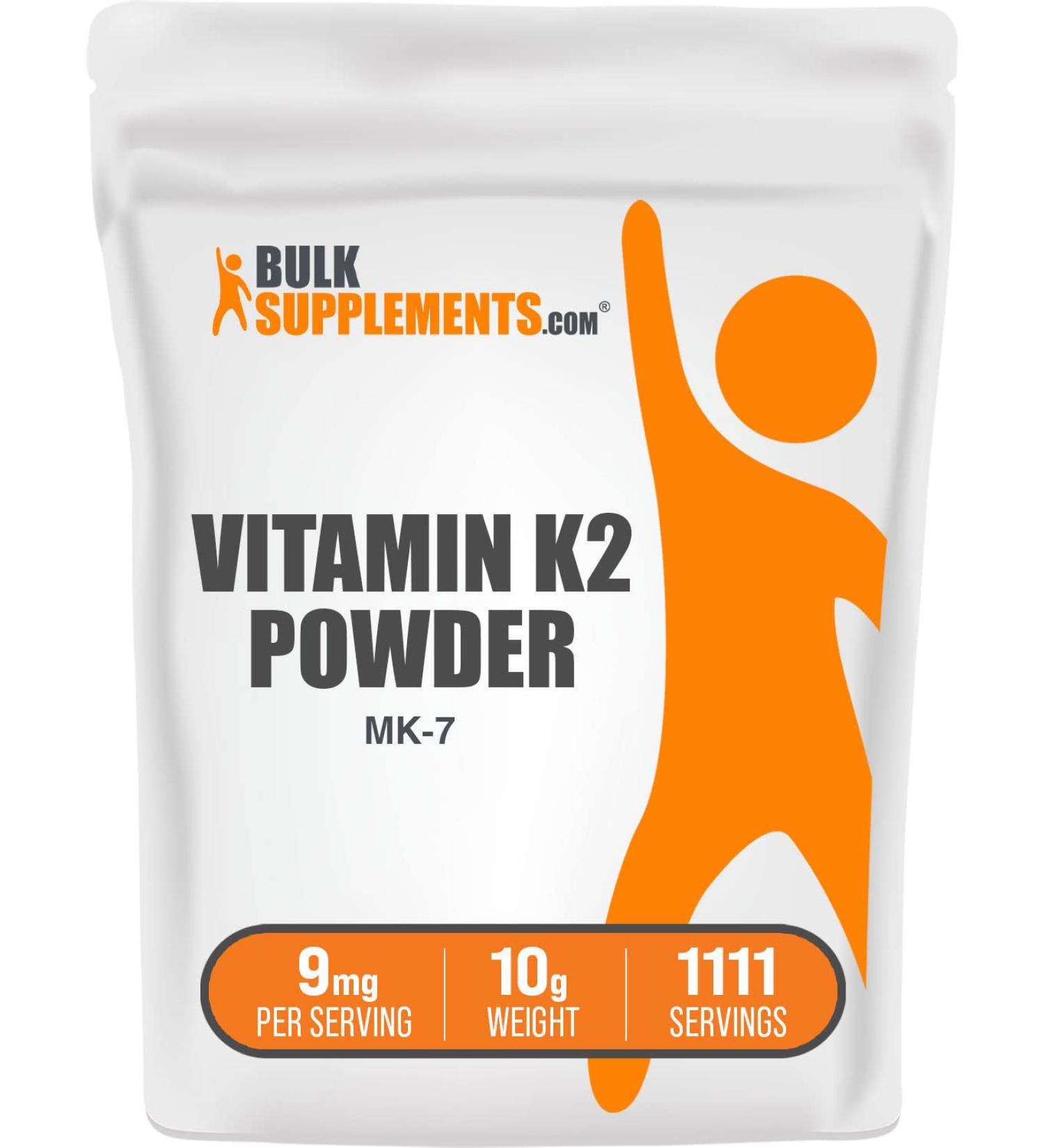 Vitamin K2 MK-7 Powder 90mcg - Bone Health Supplement - 10g (0.35 oz) Pack - BULKSUPPLEMENTS.COM - Buy Online on GoSupps.com