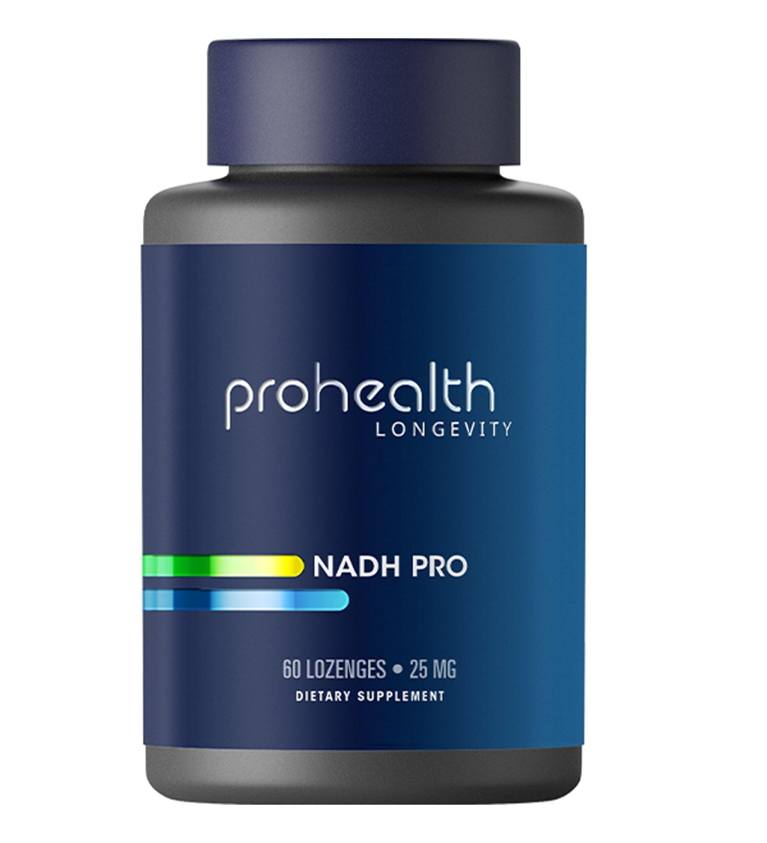 ProHealth NADH Pro - NAD Booster 25 mg | 60 Fast-Acting Lozenges for Energy Memory Focus & Mood Support | Antioxidant & ATP Production - International Shipping Available - Buy Online on GoSupps.com