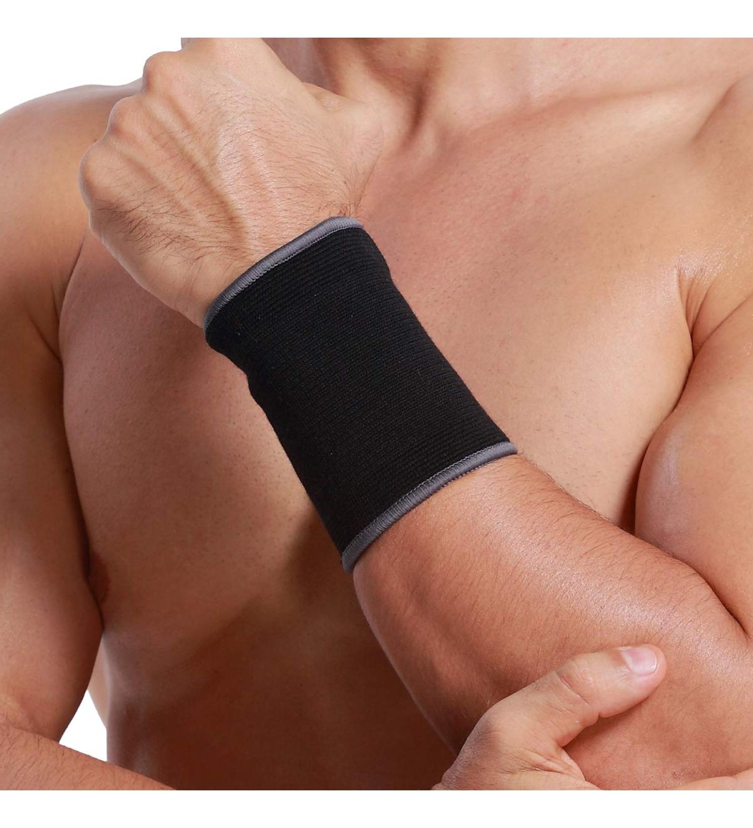 NeoTech Care Wrist Band Support Sleeve - Elastic Breathable Compression Brace for Tennis Gym Tendonitis - Black Size L - Buy Online on GoSupps.com