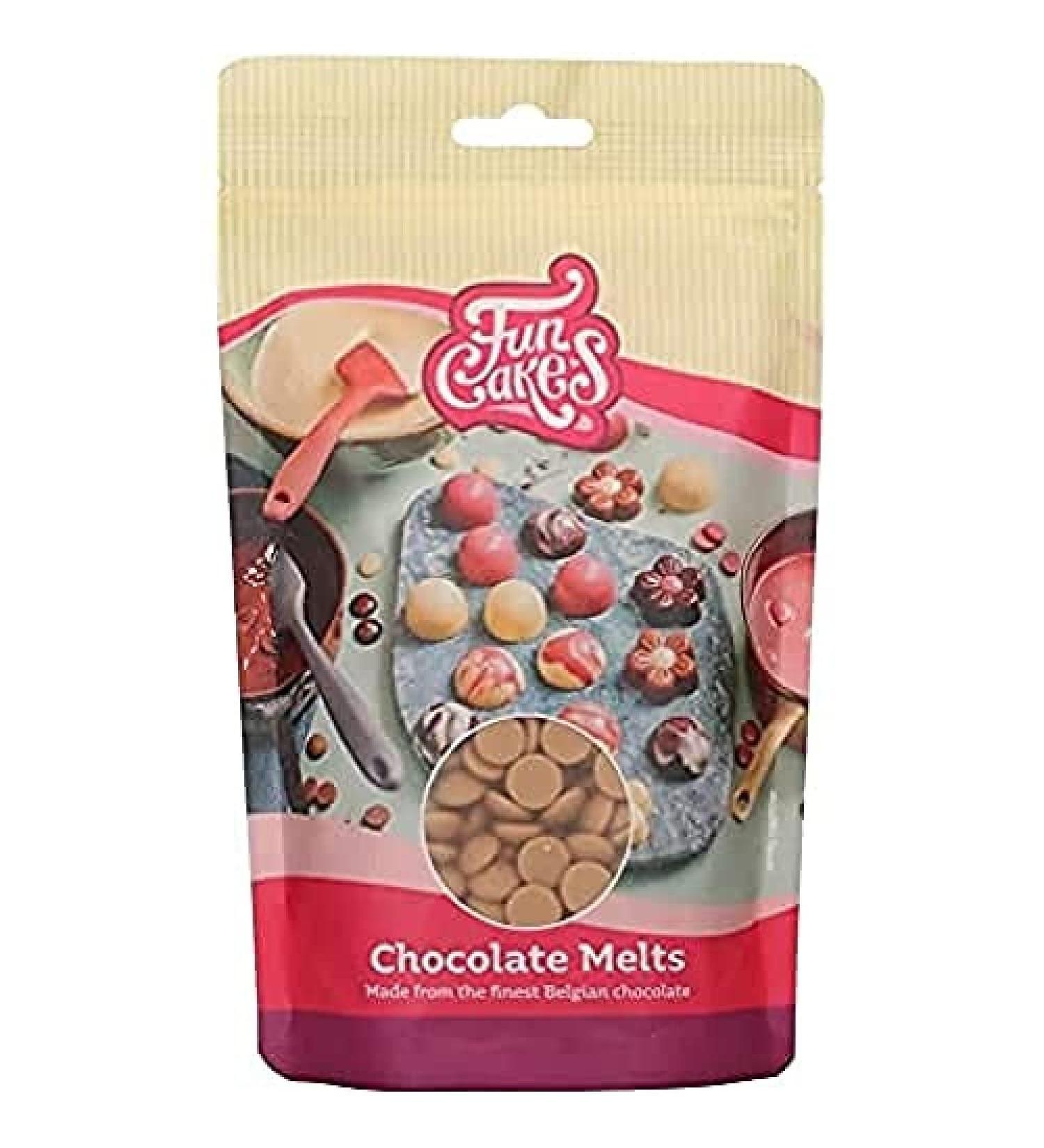 FunCakes Chocolate Melts Gold: Melting Chocolate to Make Sweet Bonbons Drips Glaze Cake Decorations Drizzles. Easy Melting in Microwave or Au Bain-Marie Halal. 250g. - Buy Online on GoSupps.com