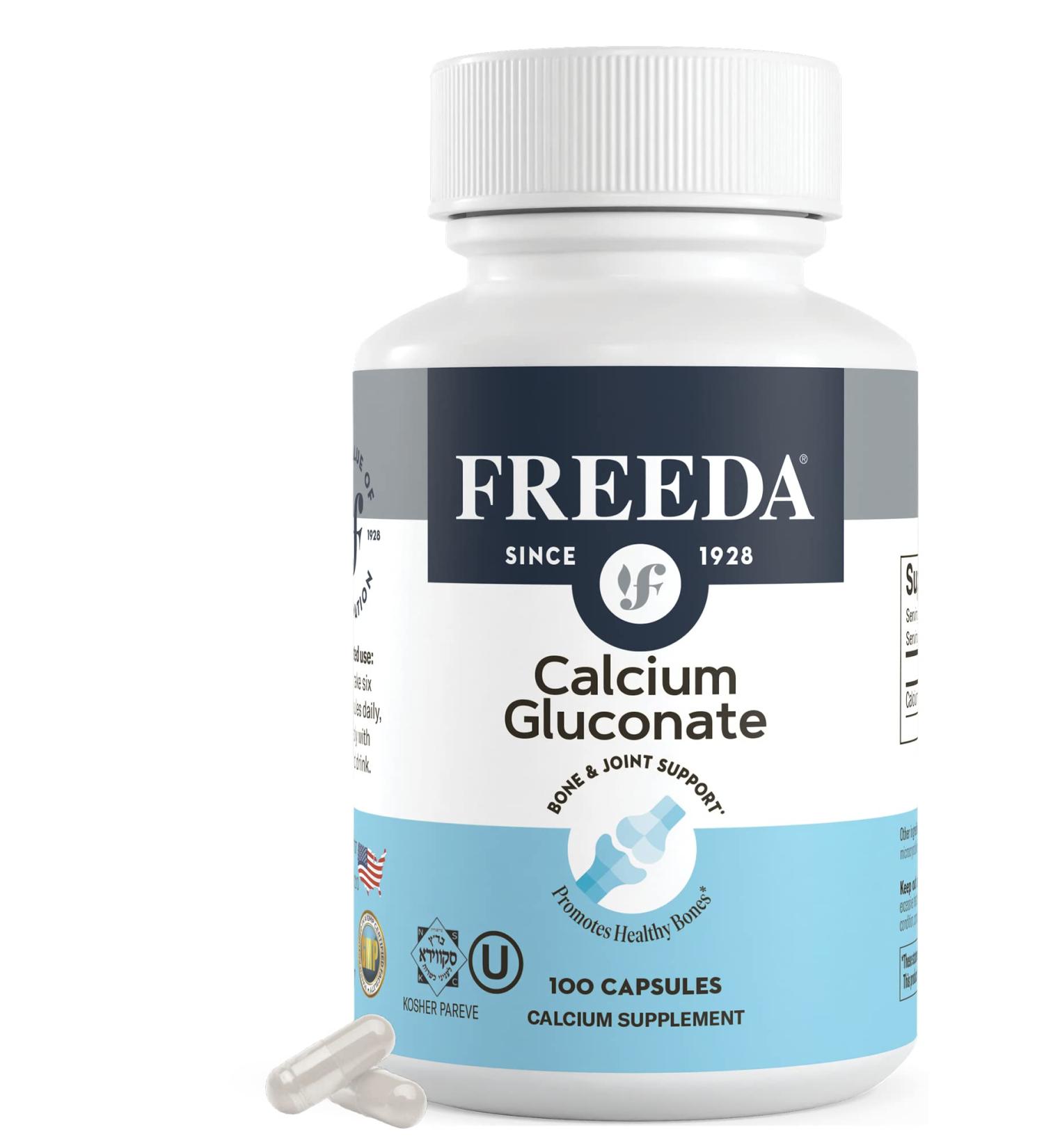 Freeda Calcium Gluconate - Vegan Bone & Joint Support - 100 Capsules - Buy Online on GoSupps.com
