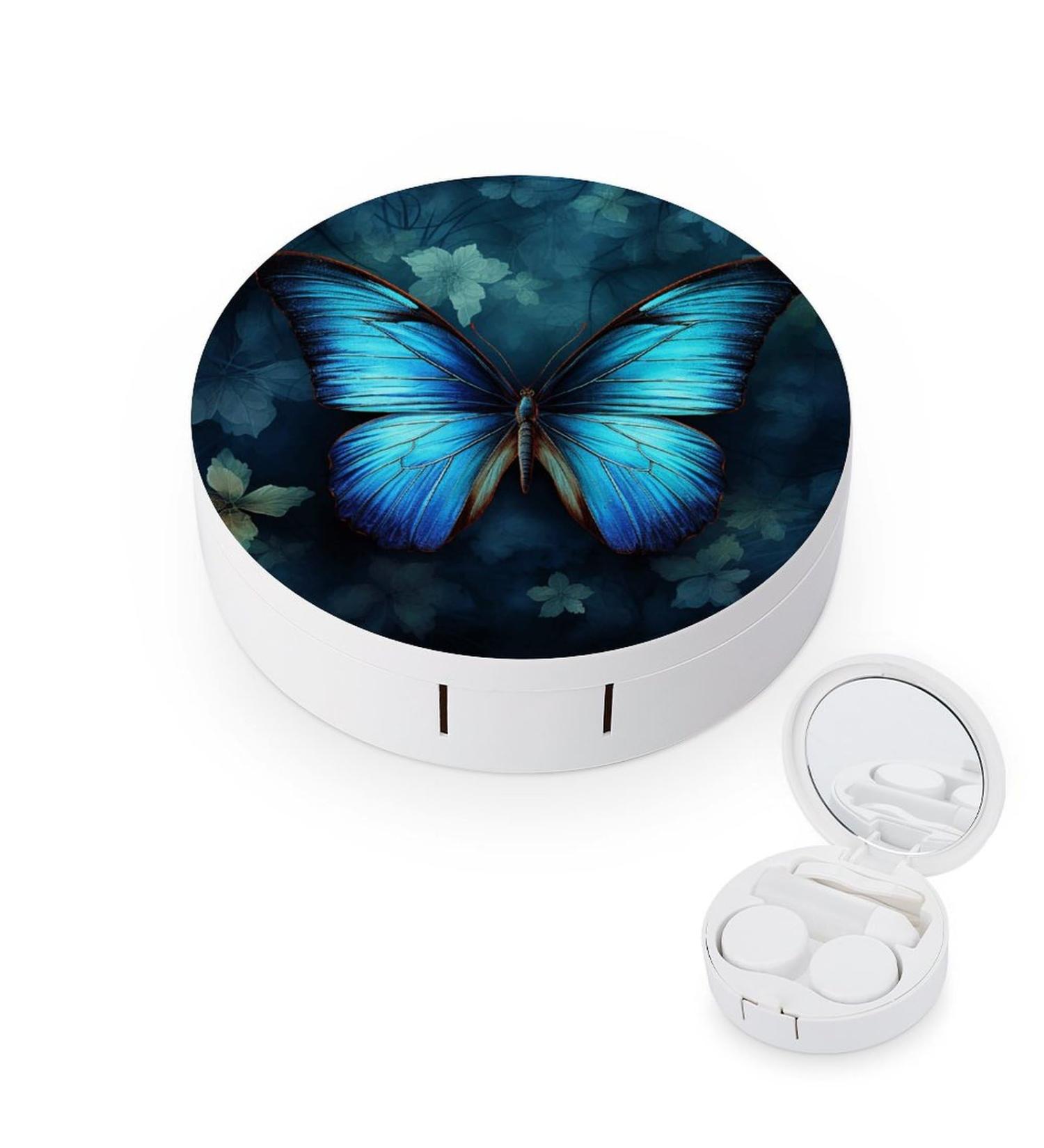 Buy Blue Butterfly Pattern Contact Lens Case - Travel Care Box for Lenses | International Shipping Available - Buy Online on GoSupps.com