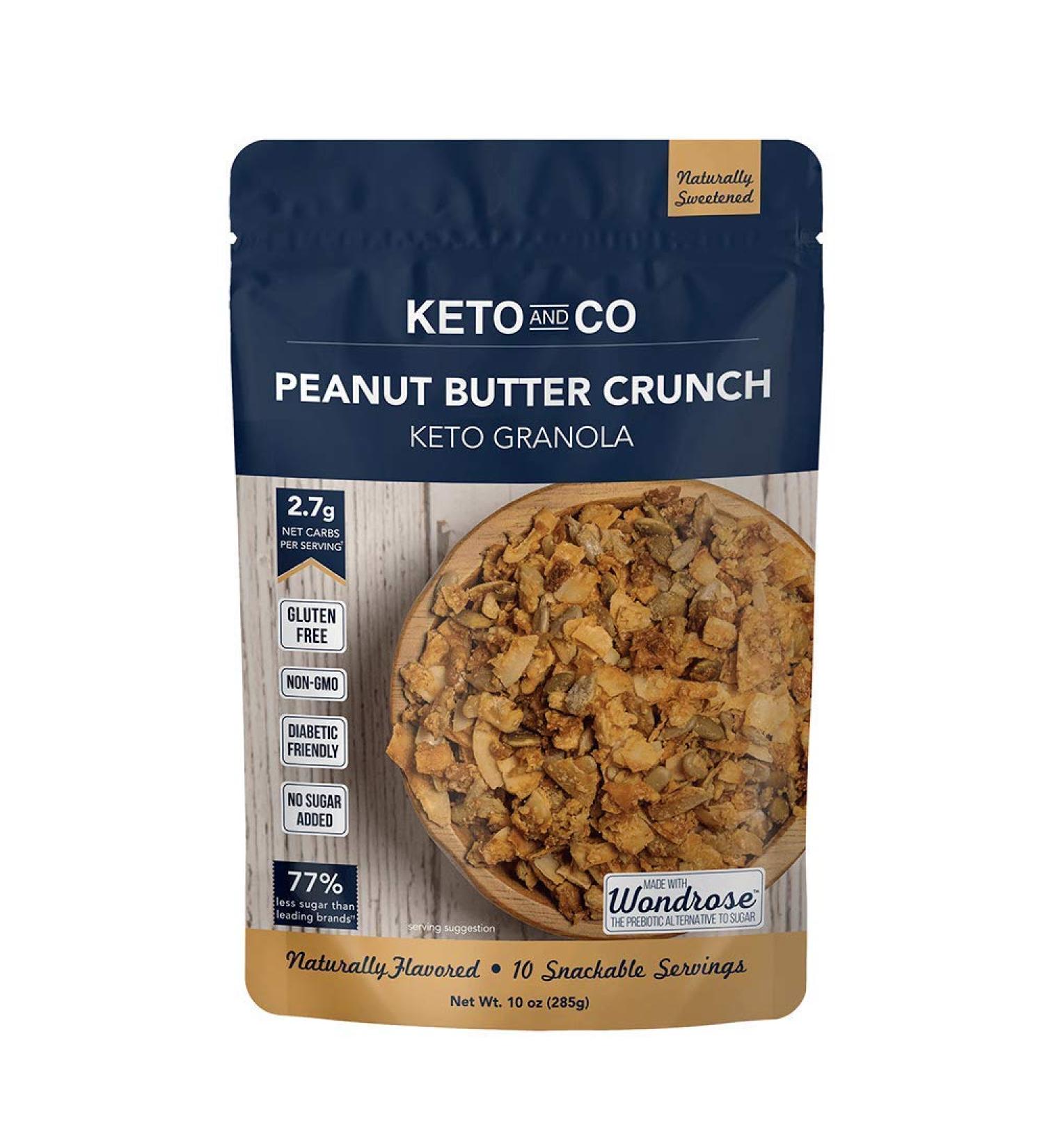 Keto Peanut Butter Crunch Granola by Keto and Co - 2.7g Net Carbs/Serving, Gluten Free, Diabetic Friendly, No Added Sugar - 10 Servings, 10 Ounce - Buy Online on GoSupps.com