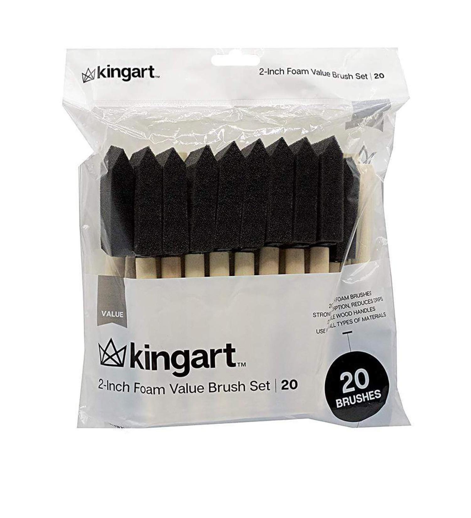 KINGART 242-20 Foam Brush Value Pack - Black (Pack of 20) 2 Inch - Buy Online on GoSupps.com