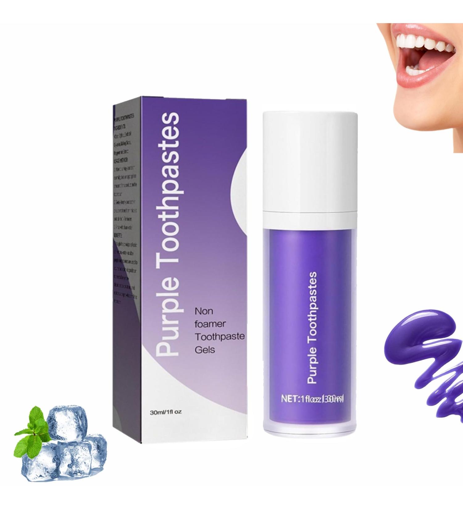 Purple Toothpaste for Teeth Whitening Purple Toothpaste Purple Teeth Whitening Tooth Stain Removal Teeth Whitener Teeth Whitening Booster (1pc) - Buy Online on GoSupps.com