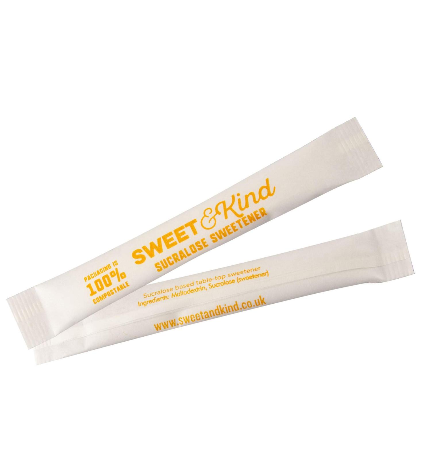 Sweet and Kind Sweetener Sachets - 100 Pack - Sucralose Granulated Sweetener for Coffee Tea and Hot Drinks - Granulated Sugar Alternative in 100% Compostable Packaging - Sugar Sachets Substitute Sucralose Sweetener 1 count (Pack of 100)
