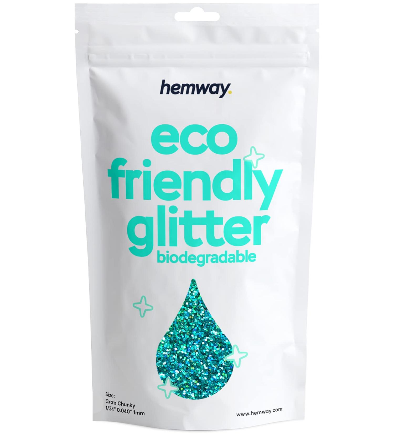 Hemway Eco-Friendly Biodegradable Glitter 100g - Vegan Safe Sparkle for Face Eyes Body Hair & Nails - Turquoise Holo - Perfect for Festival Makeup - Buy Online on GoSupps.com