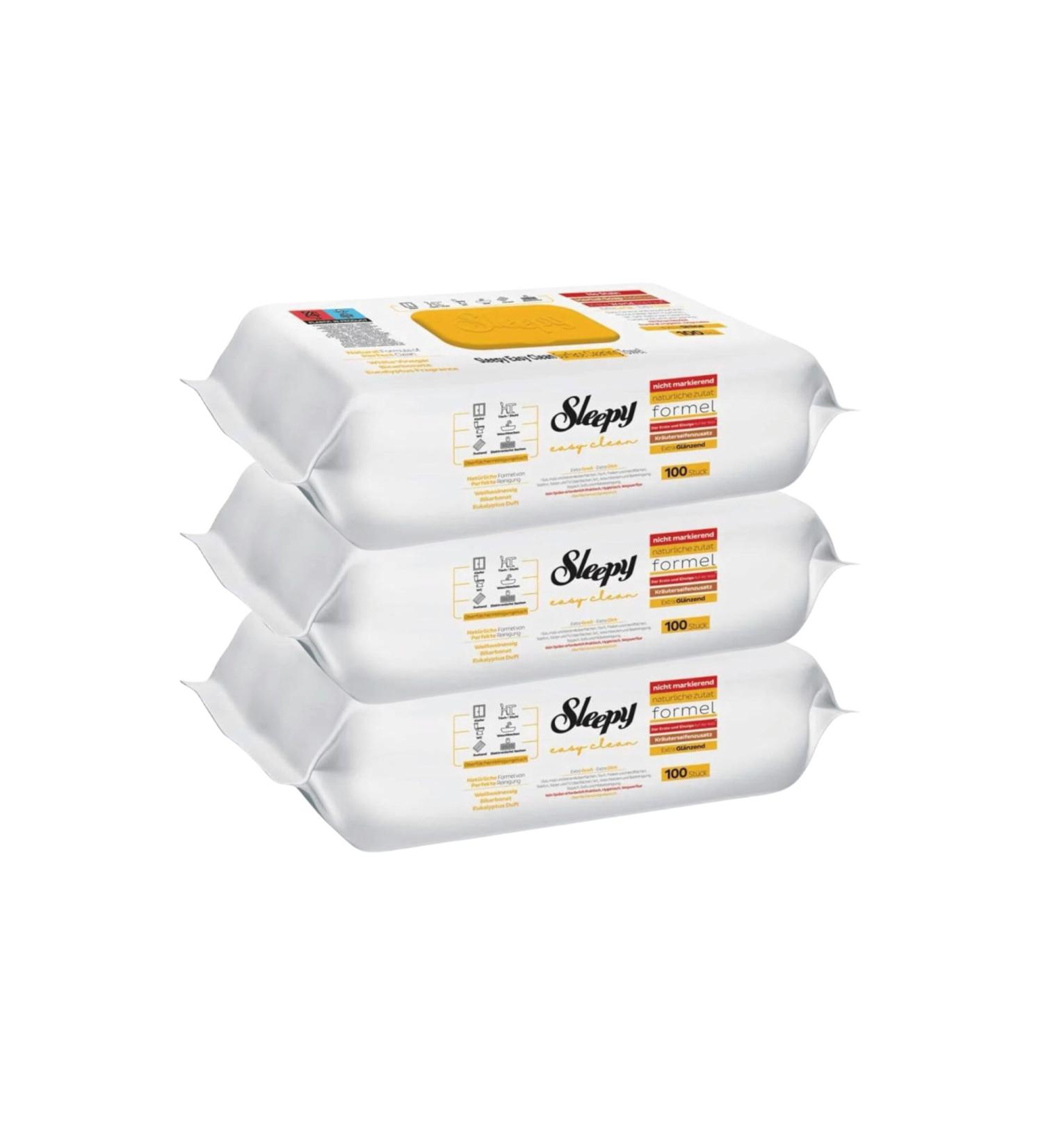 Sleepy Easy Clean Surface Cleaning Towel with Herbal Soap Additive - 3 Pack 300 Sheets - Yellow | International Shipping Available - Buy Online on GoSupps.com