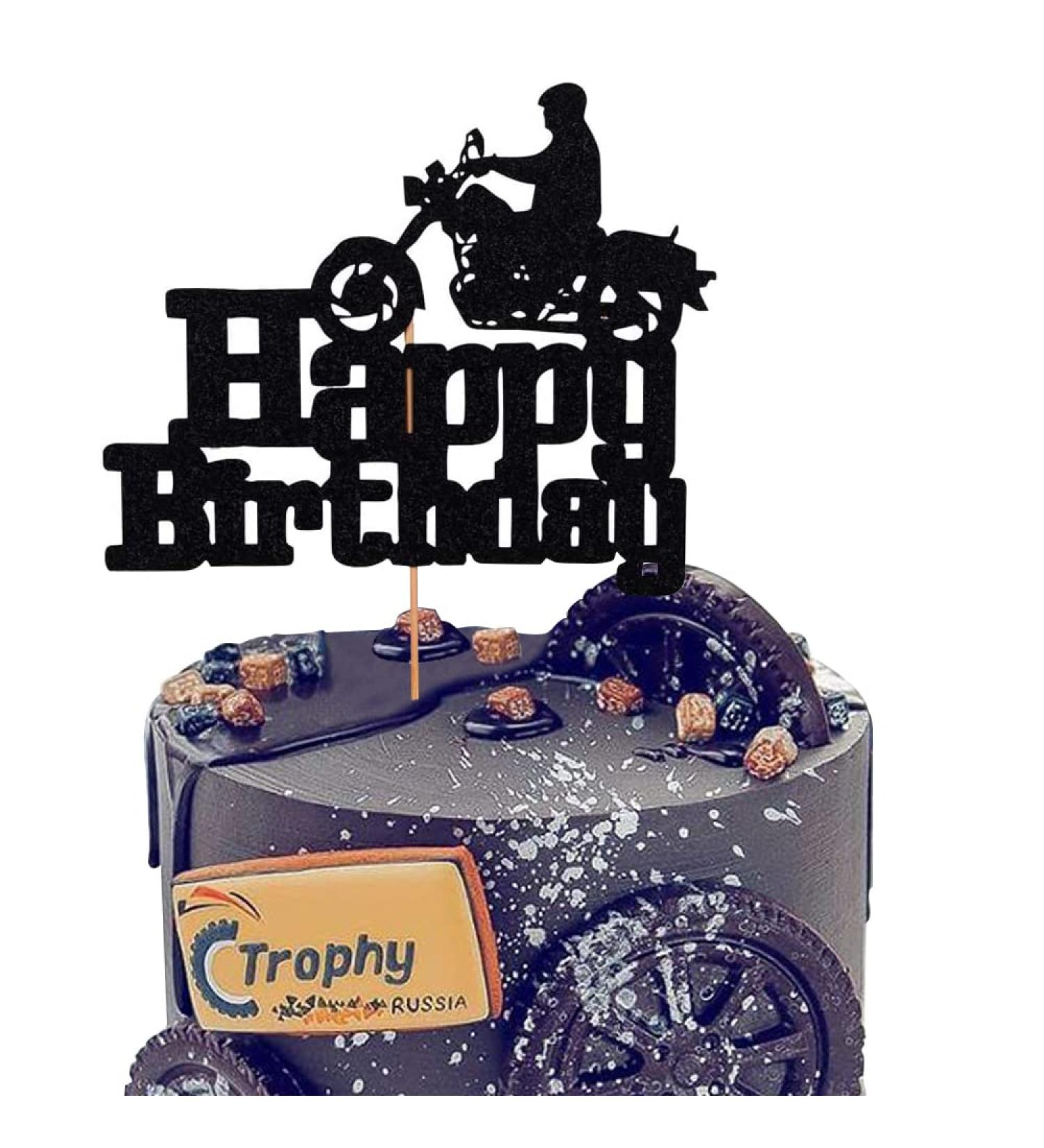 Motorcycle Cake Topper Scooter Cupcake Toppers Harley Happy Birthday Cake Topper for Man s Birthday Party or Boy s Birthday (black) - Buy Online on GoSupps.com