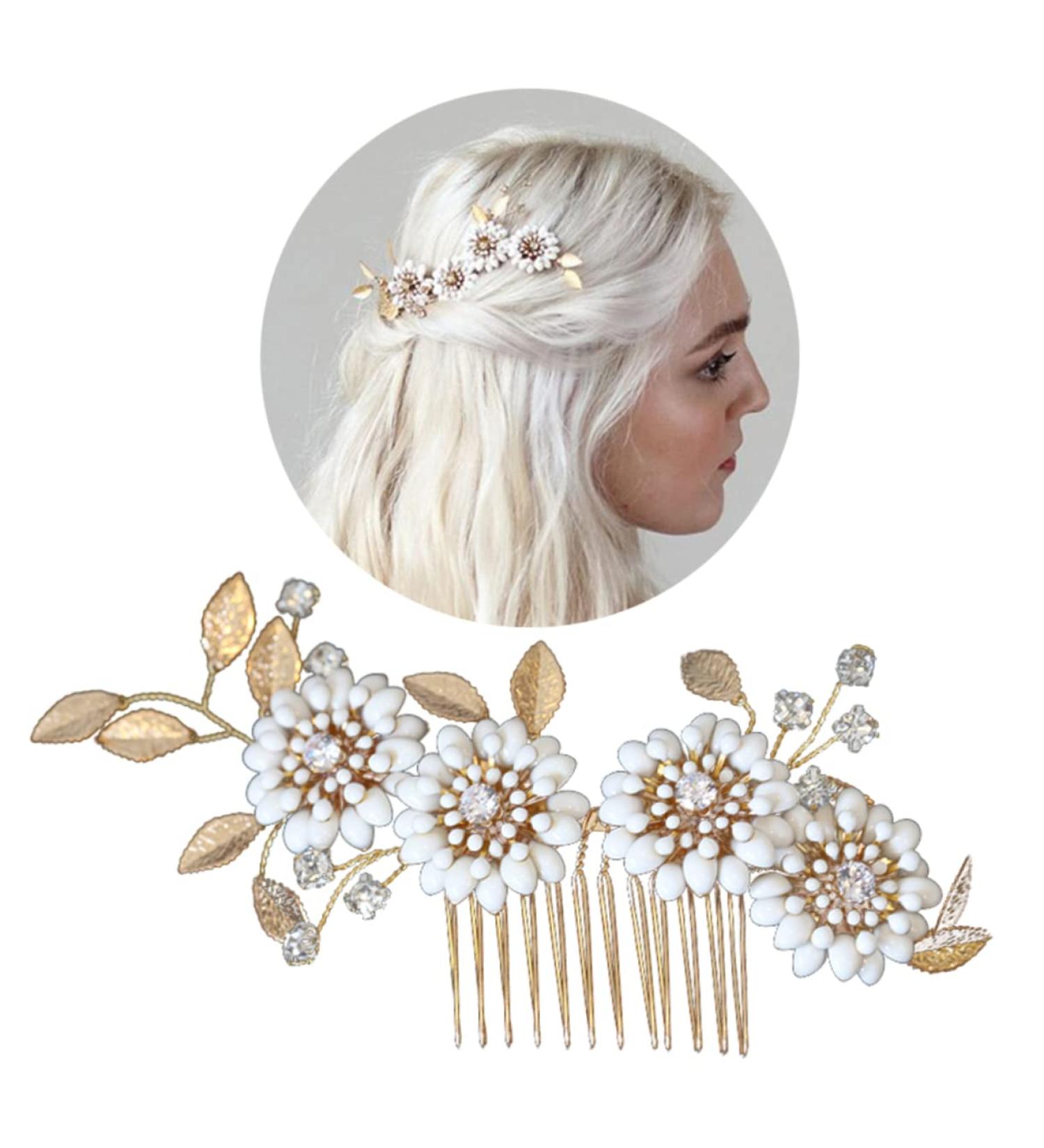 Didiseaon Floral Vintage Hair Bridal Hair Clip Hair Rhinestones Rhinestone Hair Barrette Bridal Shower Headpiece Hair Pin Hair Barrettes Rhinestone Bobby Pins Wedding Bride Comb - Buy Online on GoSupps.com
