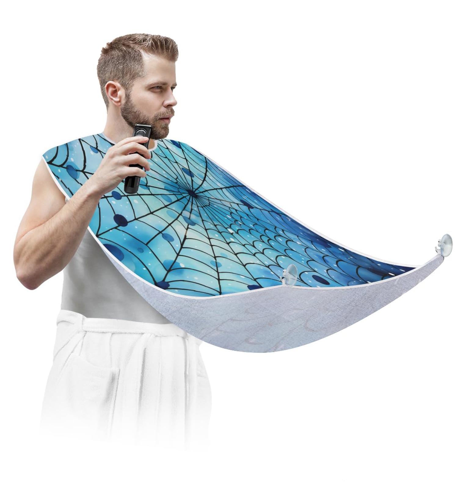 Buy Geometric Reticulation Apron | Abstract Beard Hair Catcher for Men | Perfect Father's Day & Christmas Gift for Dad | Beard Bib with Suction Cups - Blue - Buy Online on GoSupps.com