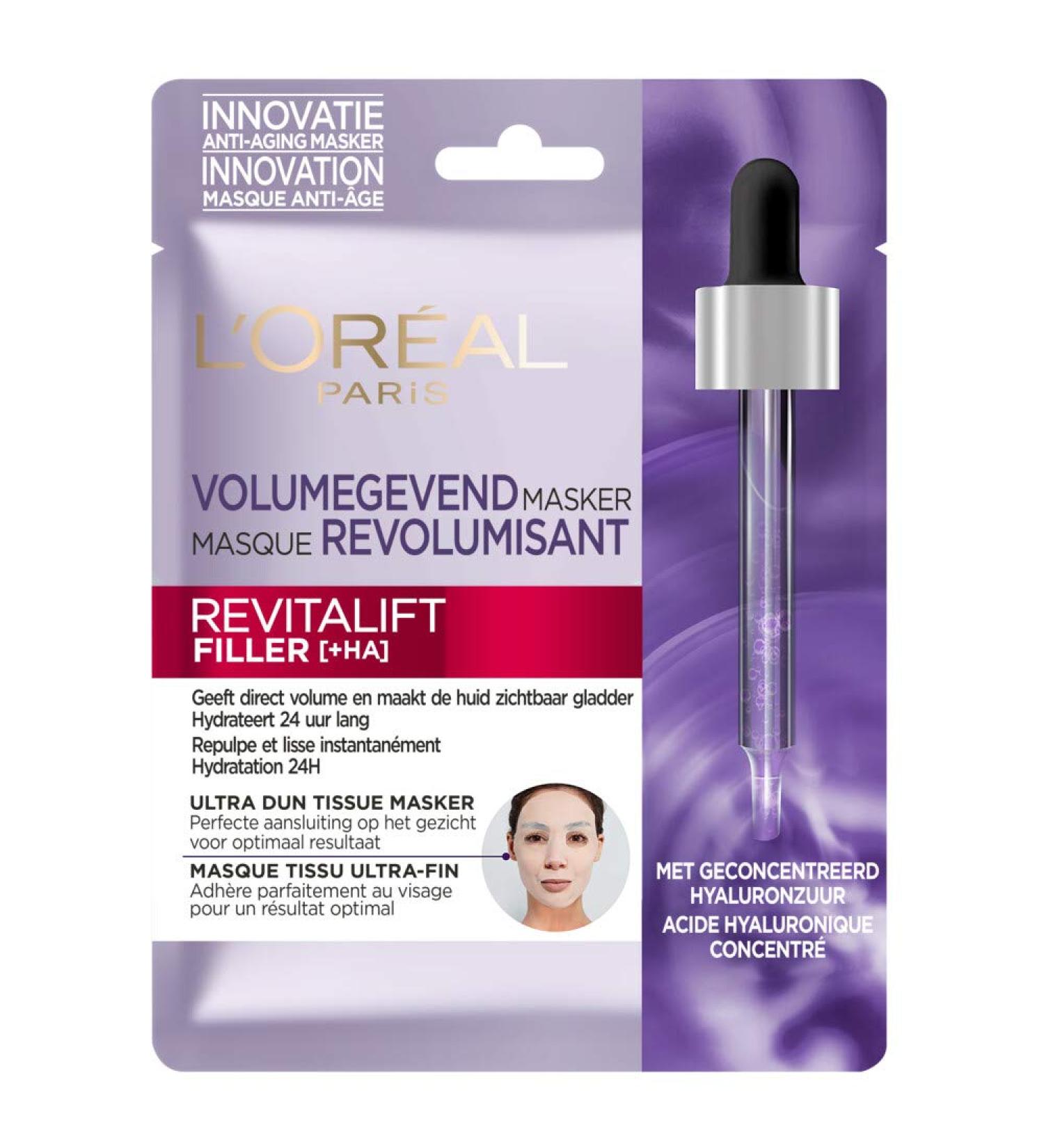 L'Or al Skin Expert Revitalift Filler Hyaluronic Acid Tissue Face Mask - Buy Online on GoSupps.com