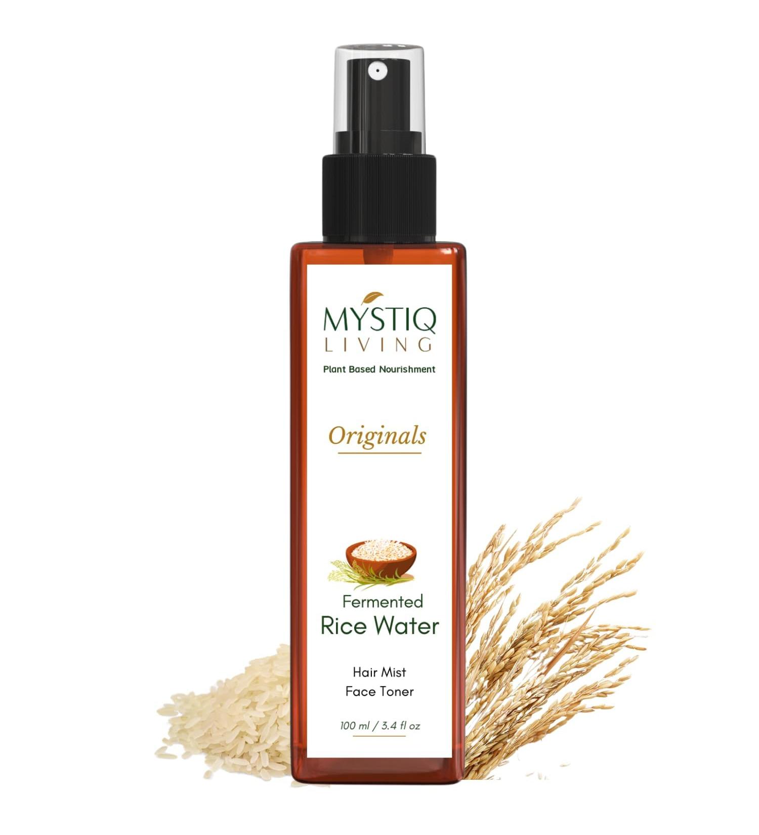 Mystiq Living Fermented Rice Water Toner Spray | 100% Pure Organic Doon Basmati Rice | Quick Absorbing & Non Sticky for Korean Glass Skin | for All Skin Types - Buy Online on GoSupps.com