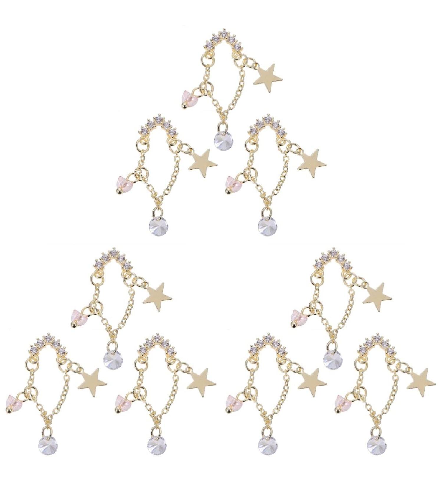 KALLORY 9pcs Art Zircon Tips Stickers - Manicure Accessories Set for Elegant Nail Decoration - Metal Decors, Rhinestone Charms - 3.2X1.1X0.5CMx3pcs - As Shown - Buy Online on GoSupps.com