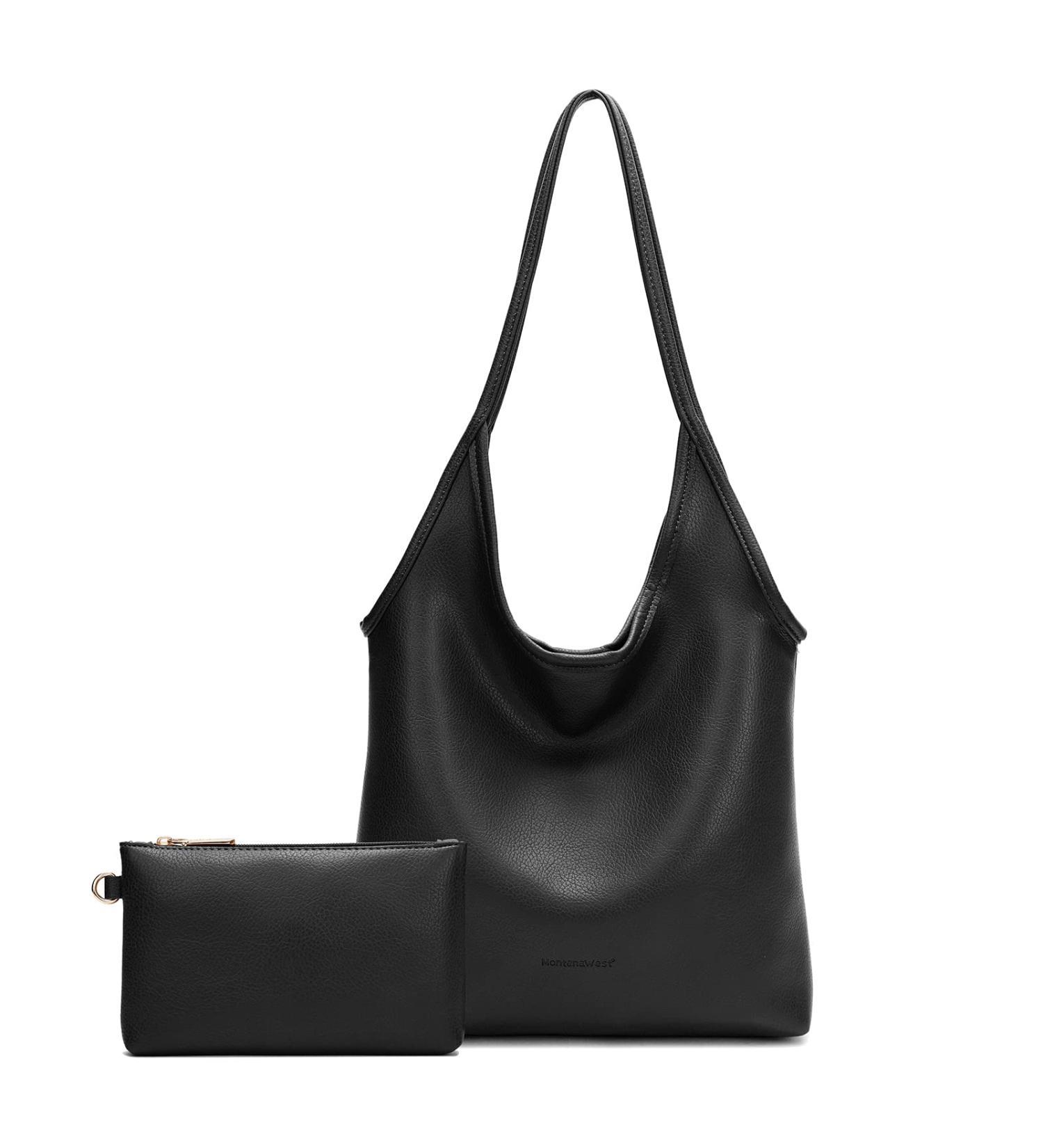 Montana West Slouchy Hobo Bag - Designer Shoulder Purse for Women | Top Handle - Rich Black - Buy Online on GoSupps.com