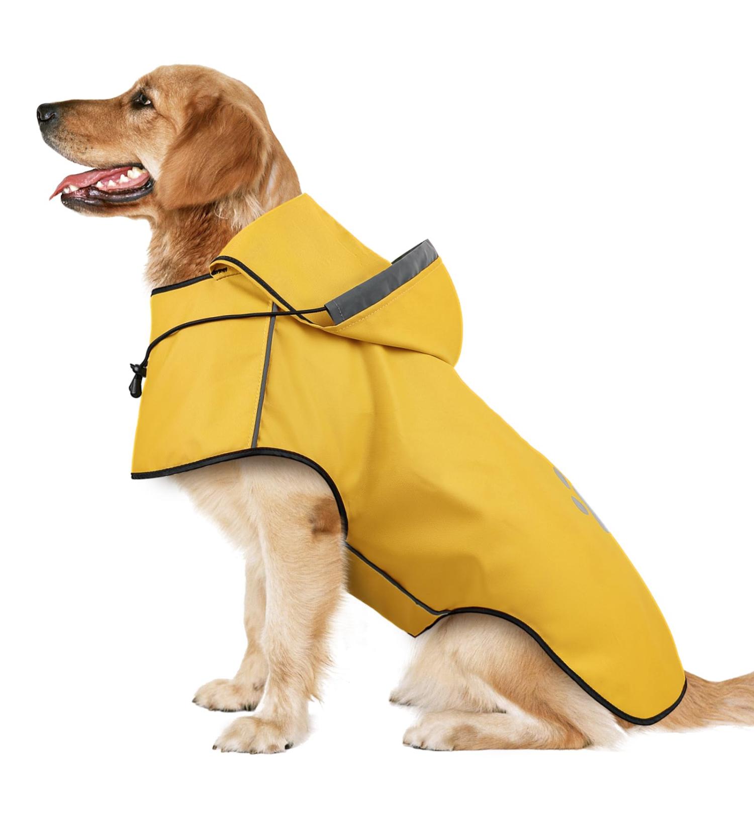 Buy Waterproof Dog Raincoat with Reflective Strip - Adjustable Hooded Jacket for Small to Large Dogs (Yellow Size L) - Buy Online on GoSupps.com